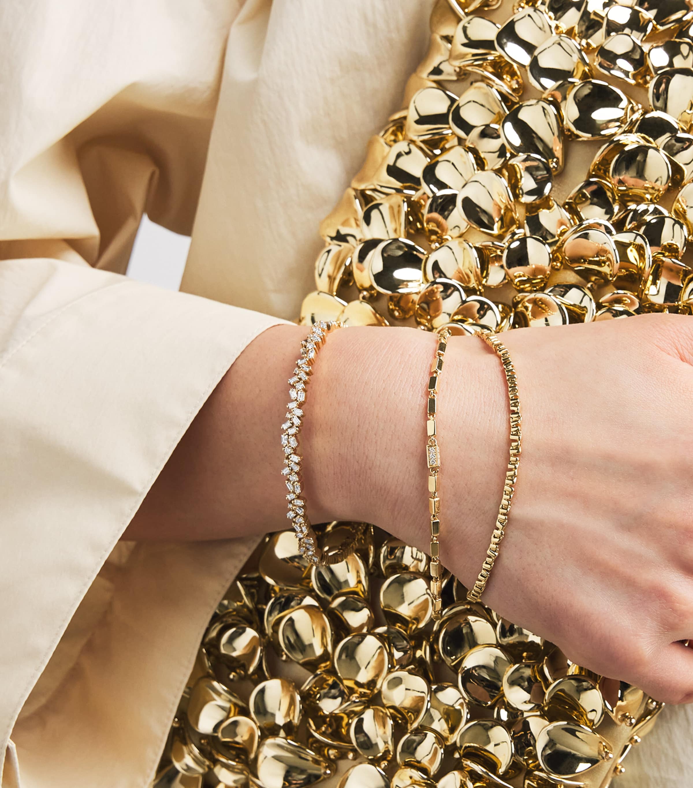 Suzanne Kalan Yellow Gold Golden Thin Tennis Bracelet Yg Image 4