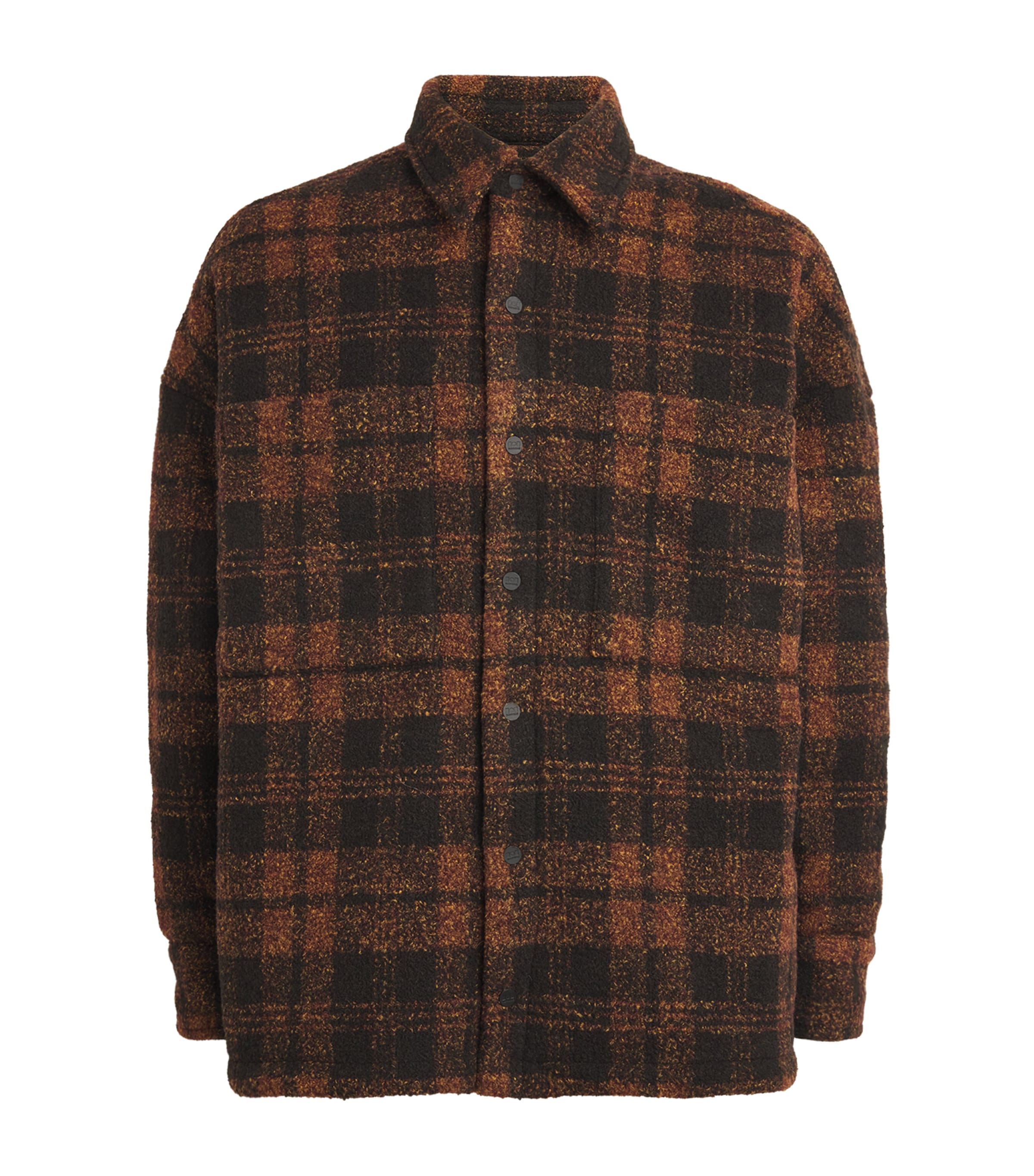 Shop Nahmias Padded Plaid Shirt In Brown