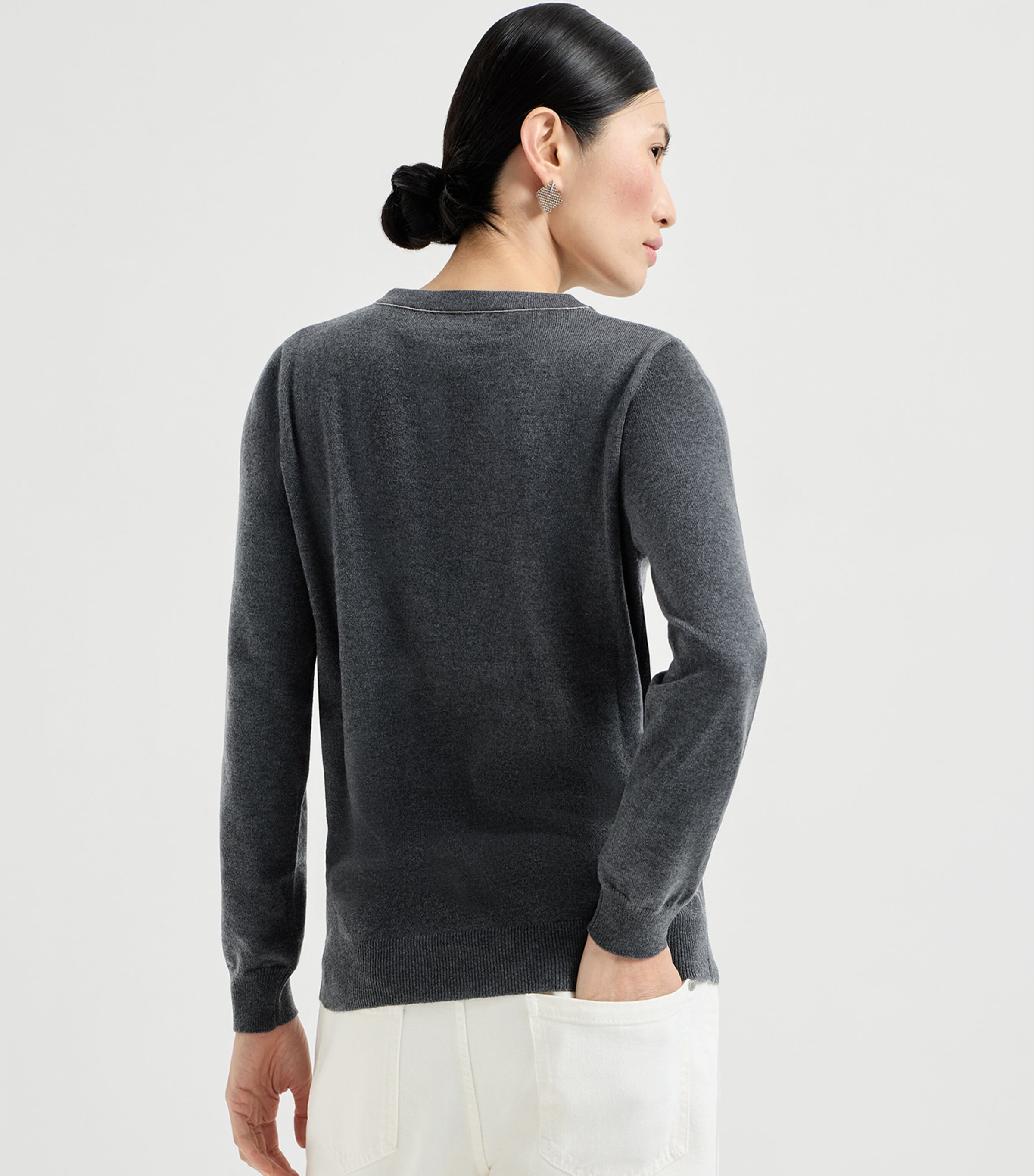 Brunello Cucinelli Womens Cashmere Monili-Trim Sweater Image 5