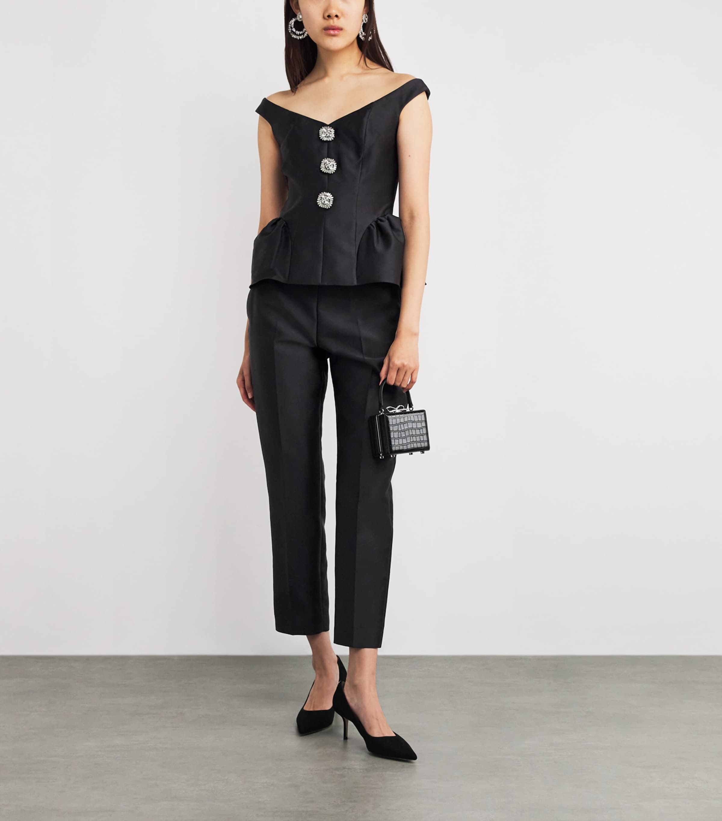 Crepe Cady Straight Trousers BLACK Image 2