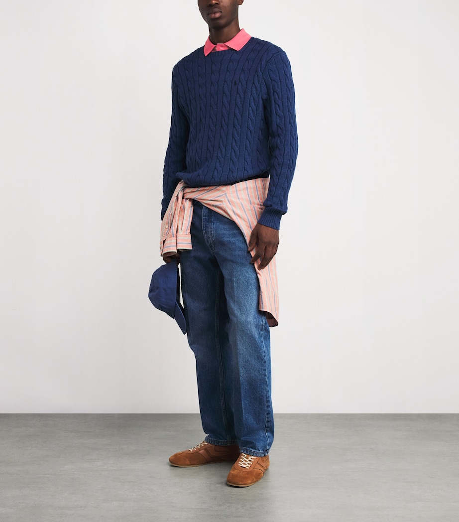 Cotton Mesh Slim Polo Shirt RED SKY Image 2