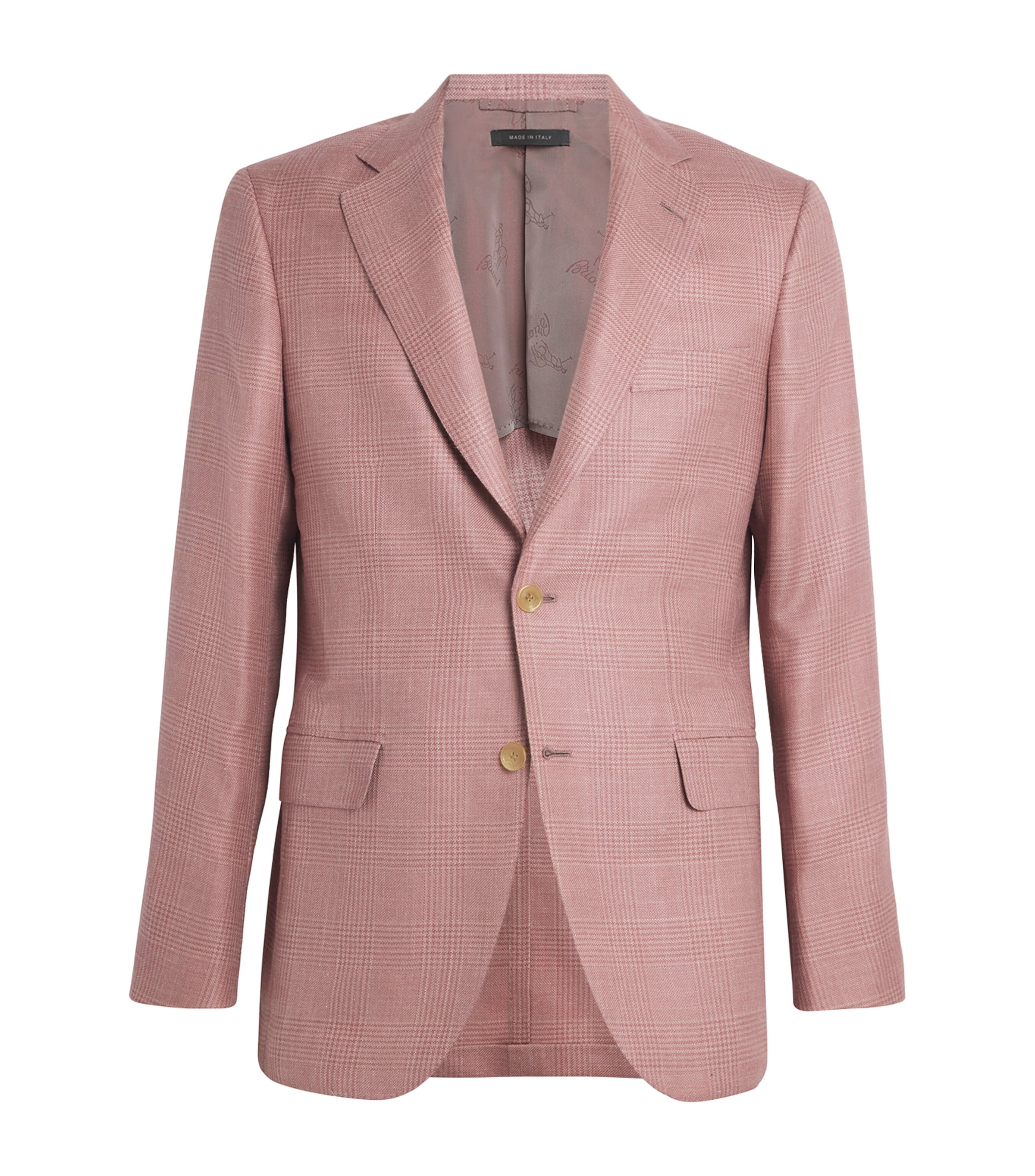 Brioni Mens Wool-Silk-Linen Check Blazer Image 1