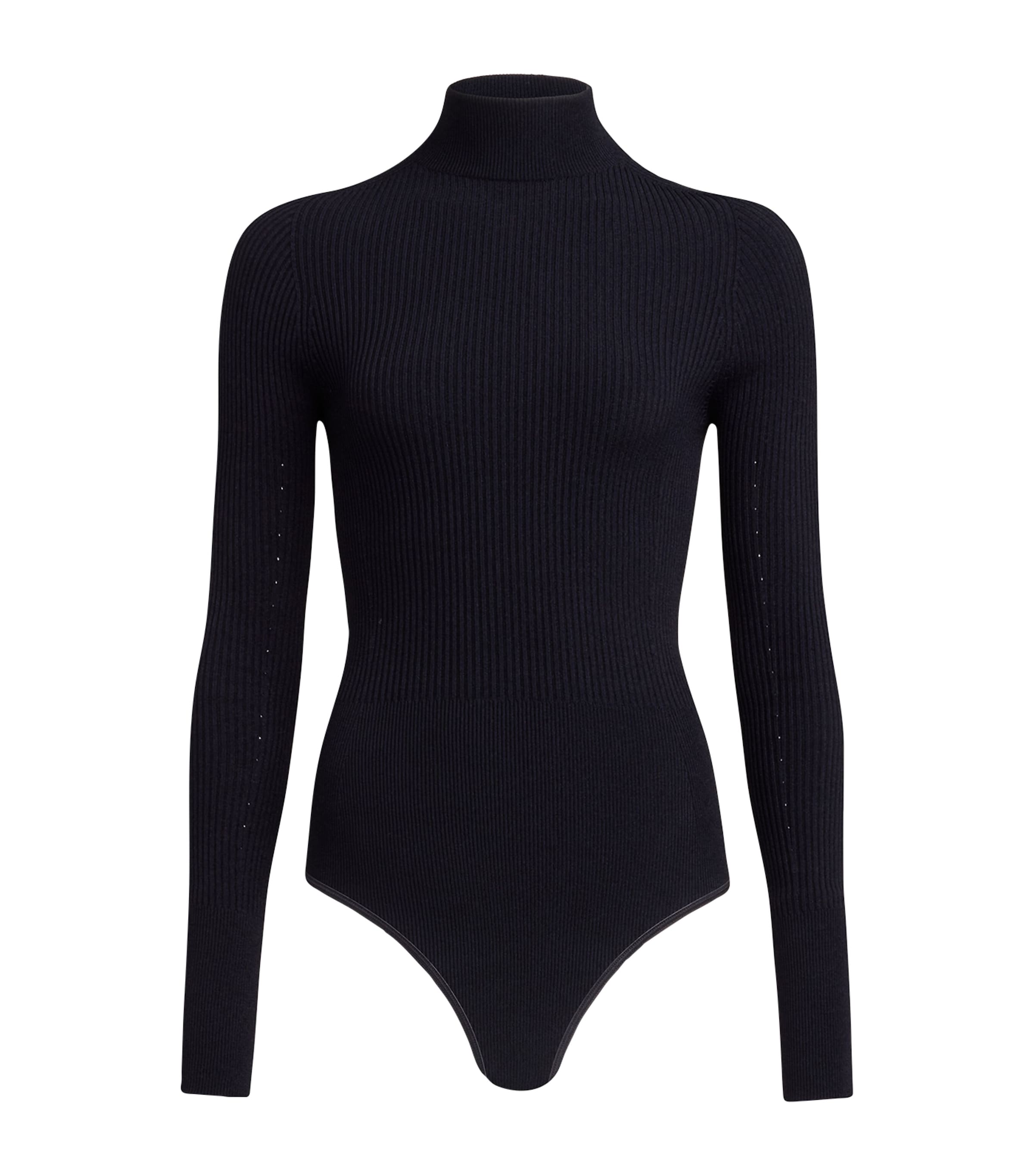 Alaïa Ribbed Turtleneck Bodysuit In Black