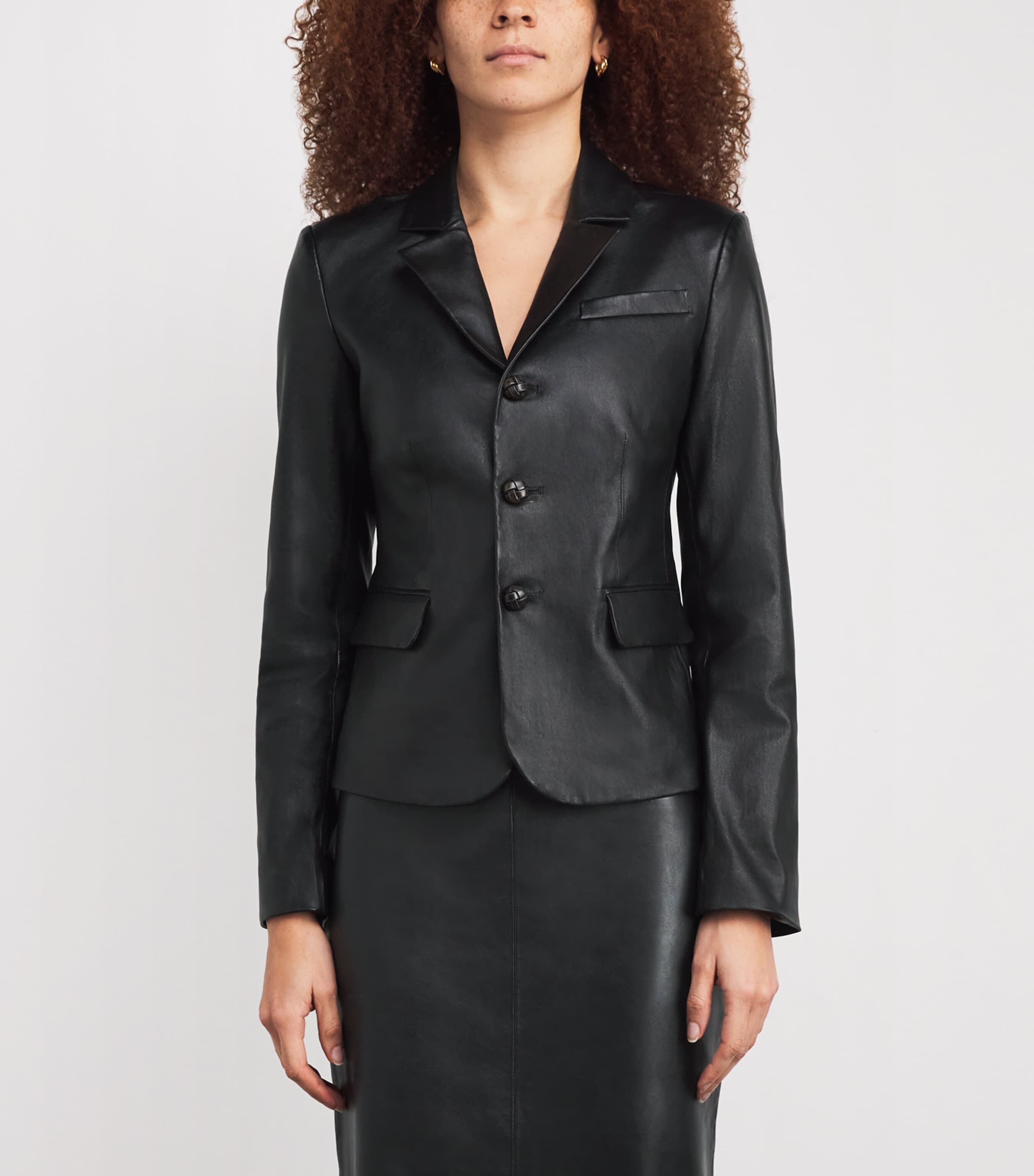 Leather Blazer BLACK Image 3