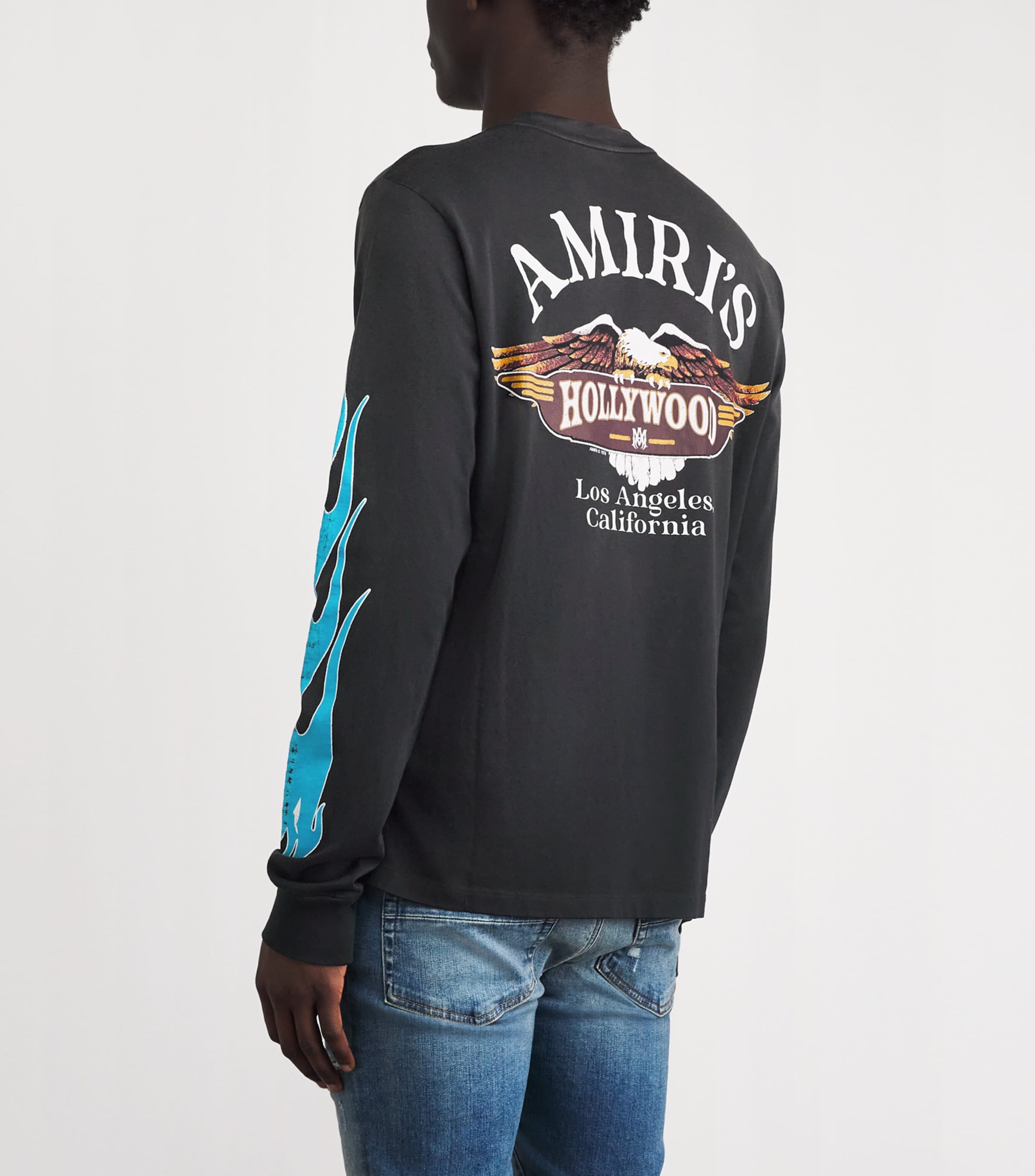 AMIRI Mens Cotton Eagle Flames Long-Sleeve T-Shirt Black Image 5