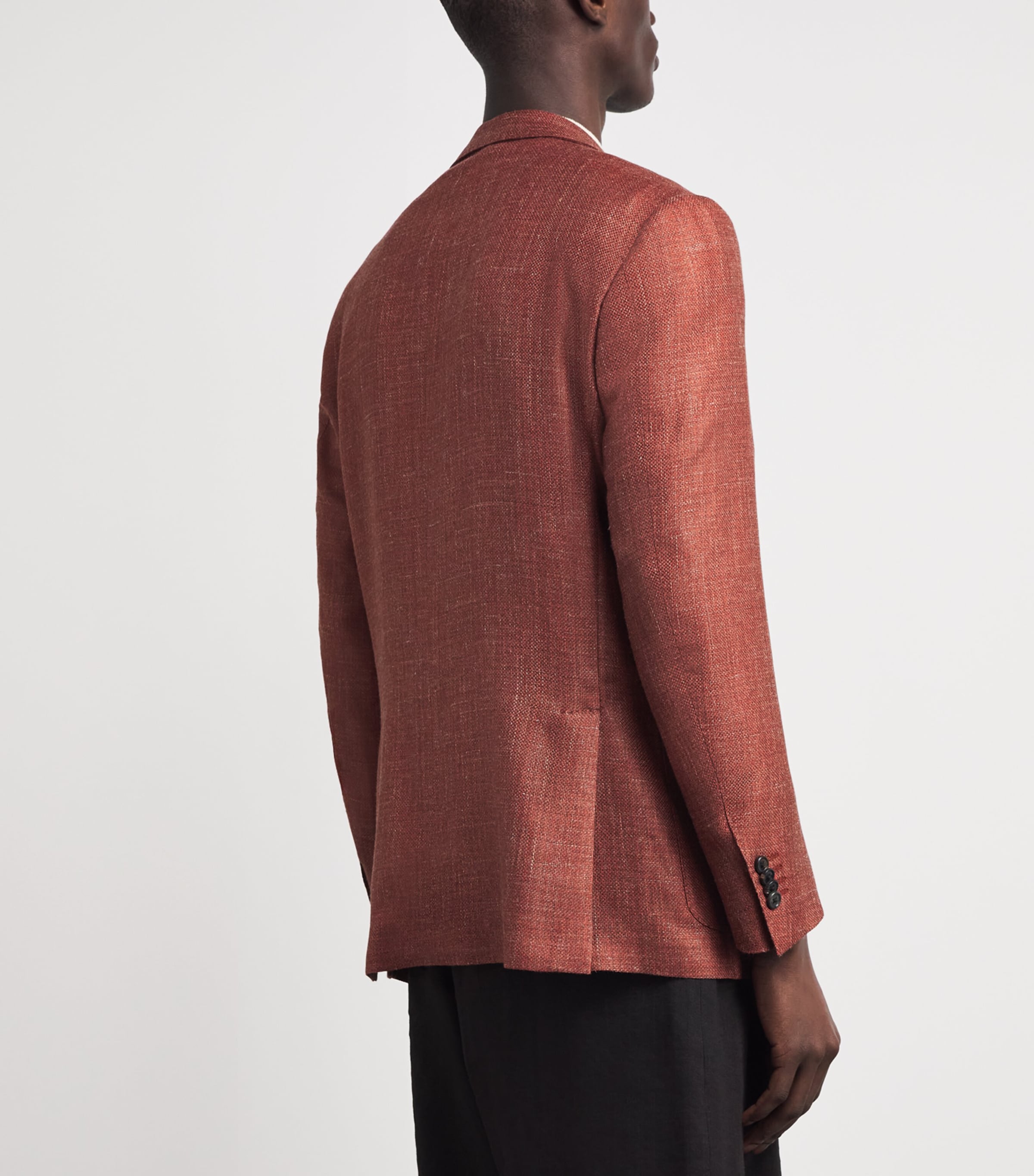 Corneliani Mens Virgin Wool-Silk-Linen Blazer Red Coloured Image 5