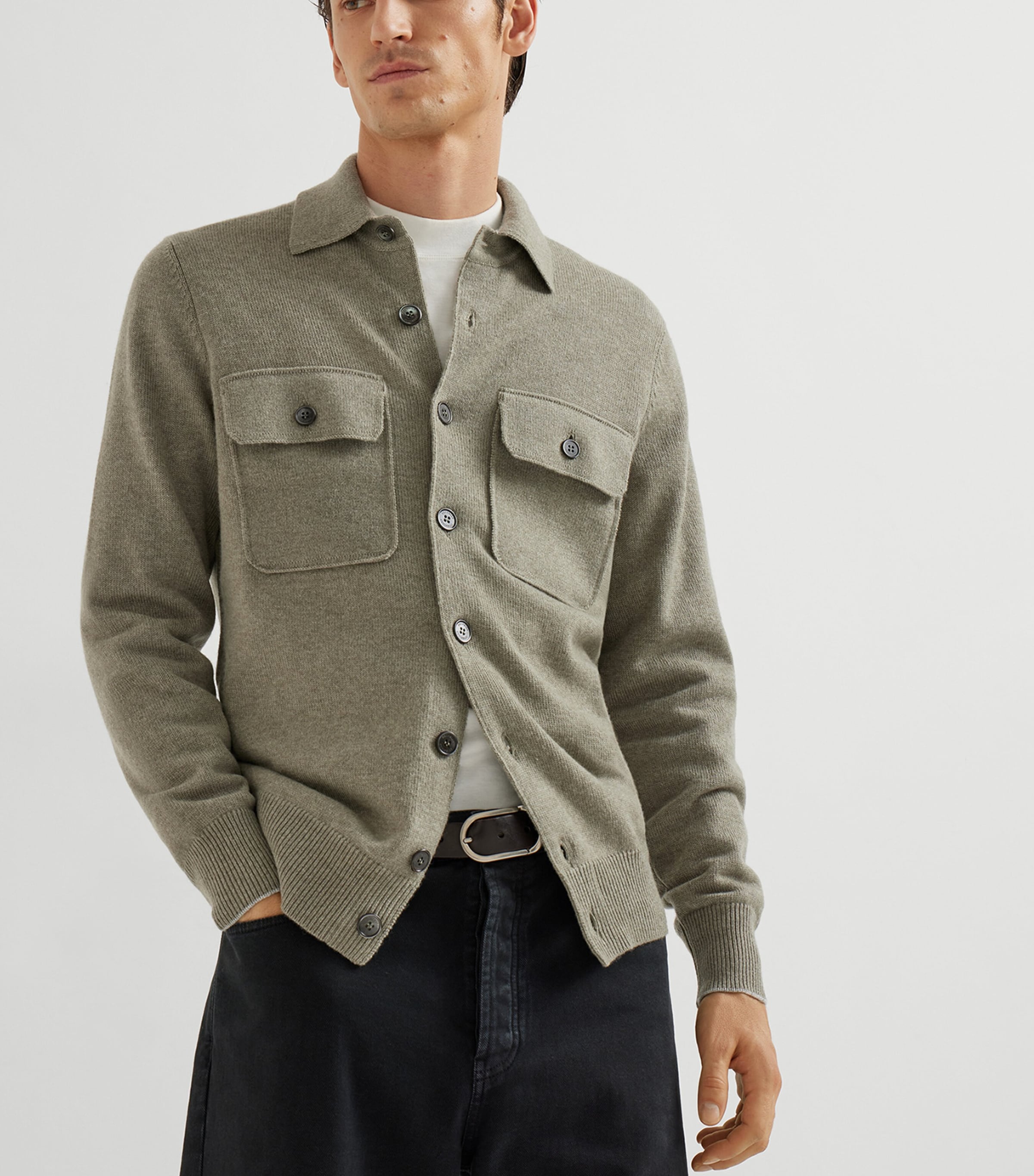 Cashmere Shirt-Style Cardigan CNZ43 Image 2