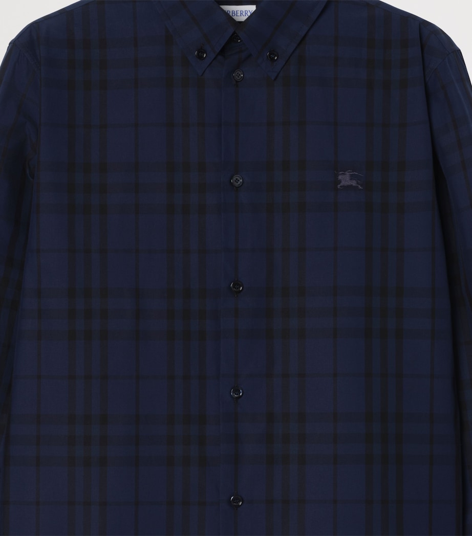 Burberry Mens Cotton Check Shirt Dark Ink Blue Ip Chk Image 2