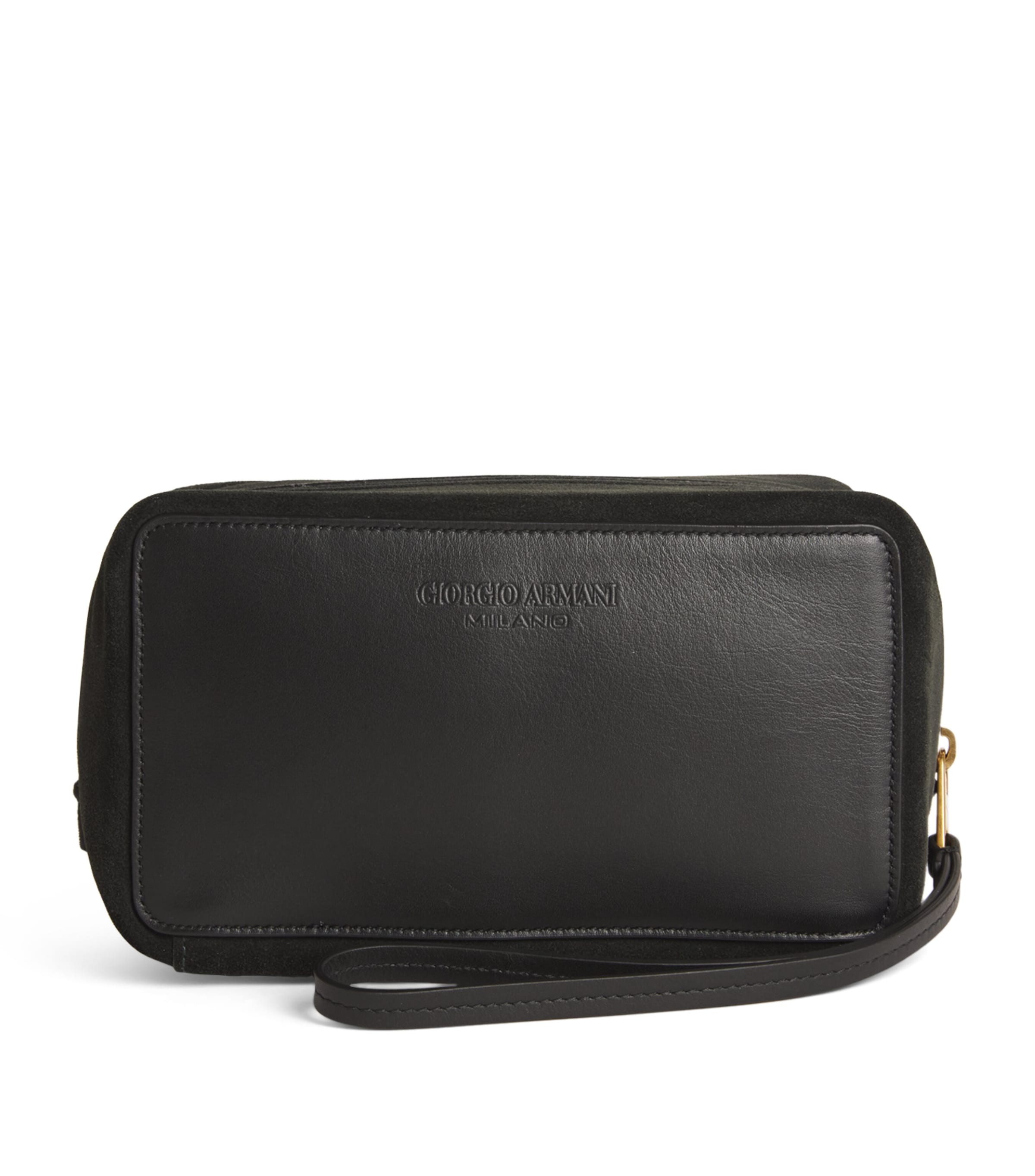 Giorgio Armani Leather Make-up Bag In Green