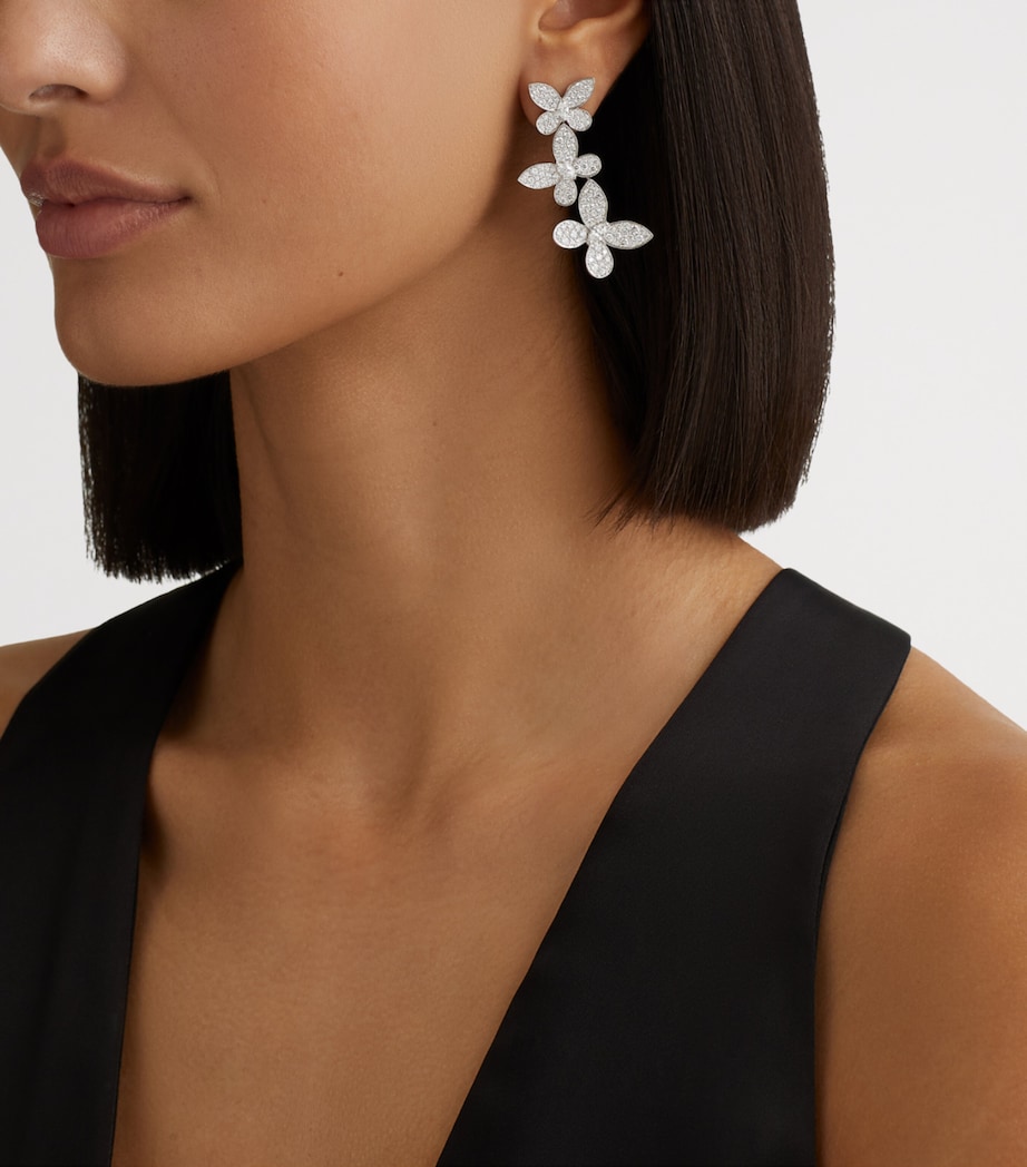 Graff White Gold and Diamond Triple Pavé Butterfly Drop Earrings White Gold Image 2