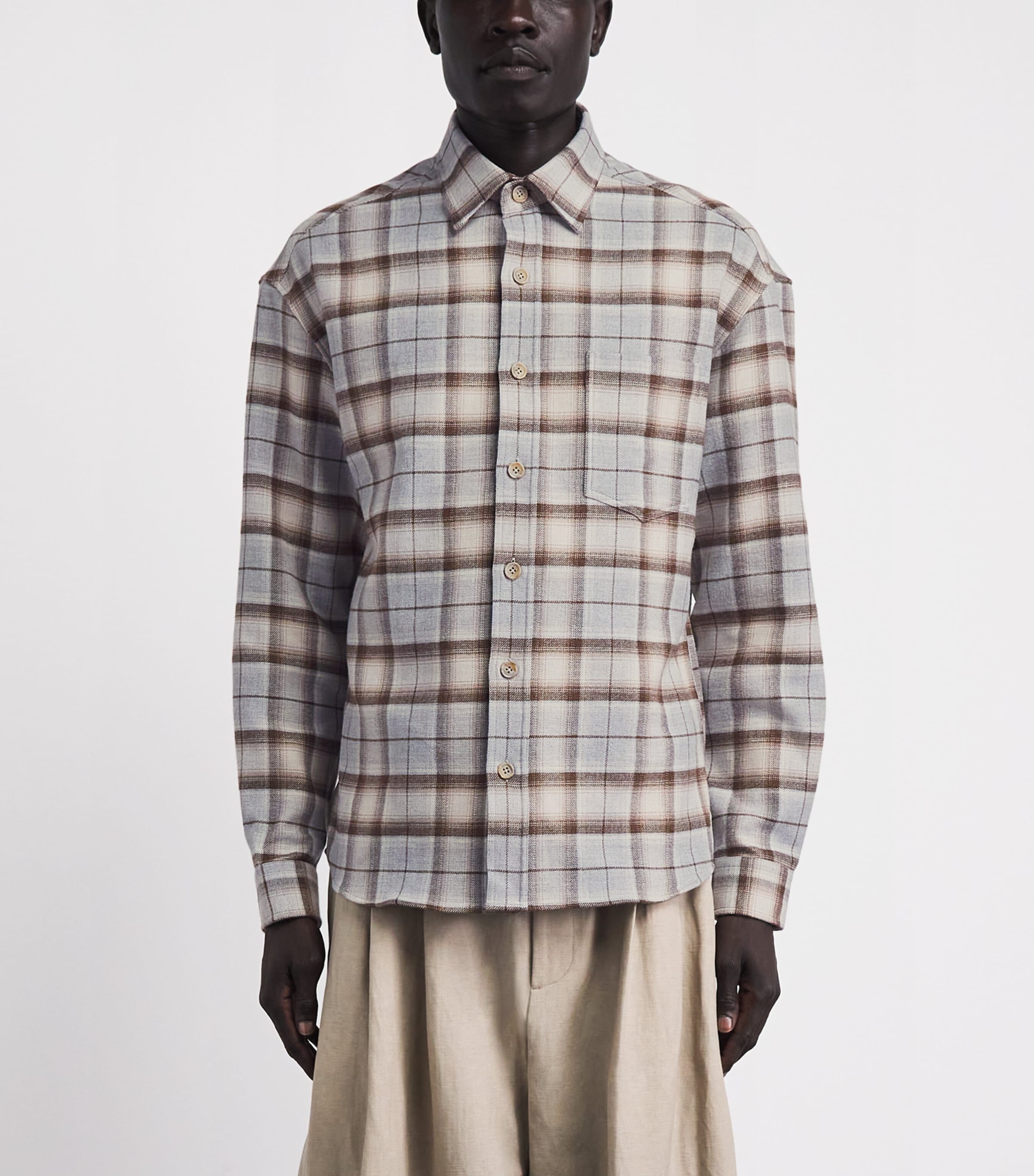 Pal Zileri Mens Cotton Check Shirt Brown Image 4