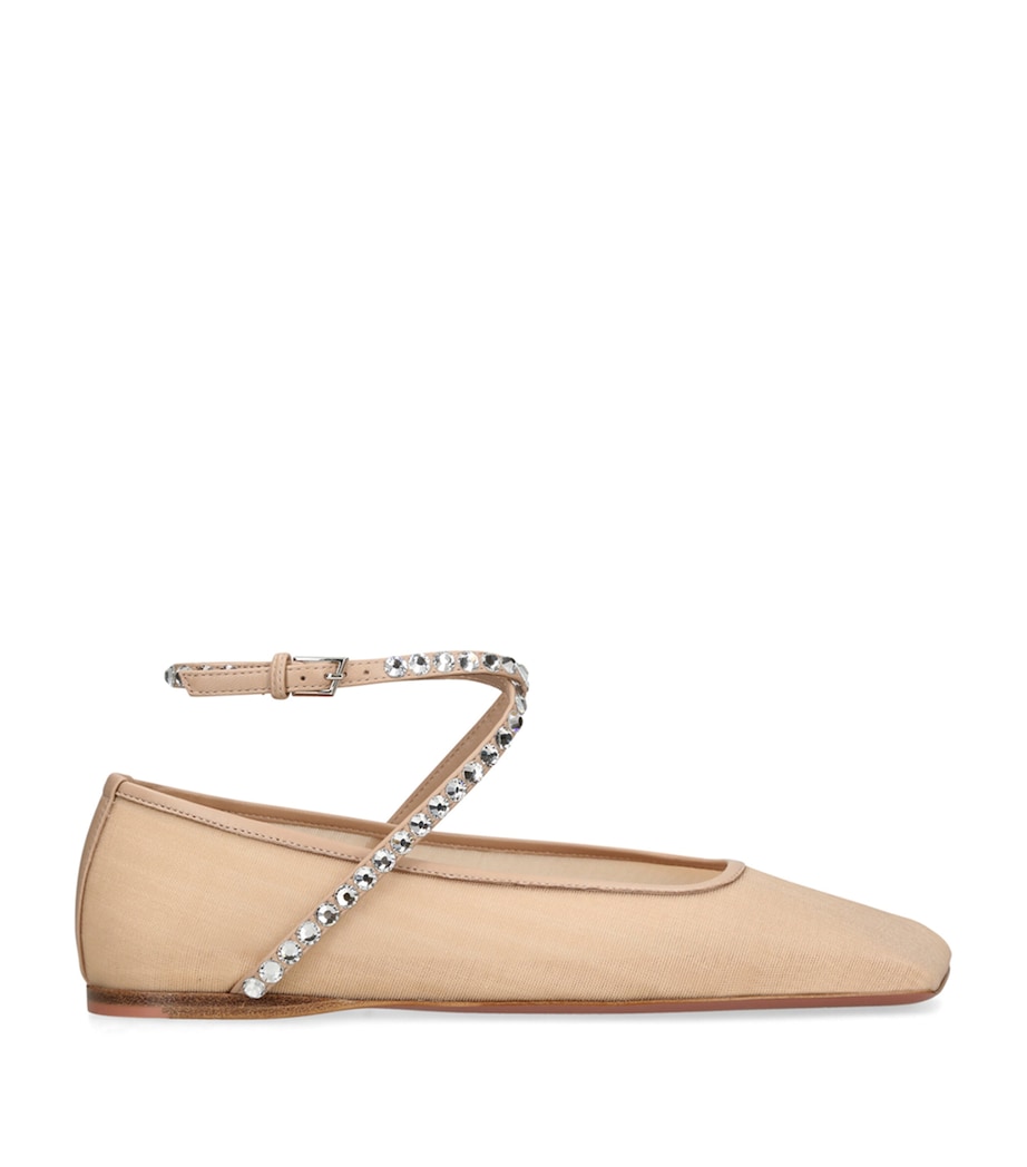 Amina Muaddi Embellished Ane Ballet Flats Blush Image 1