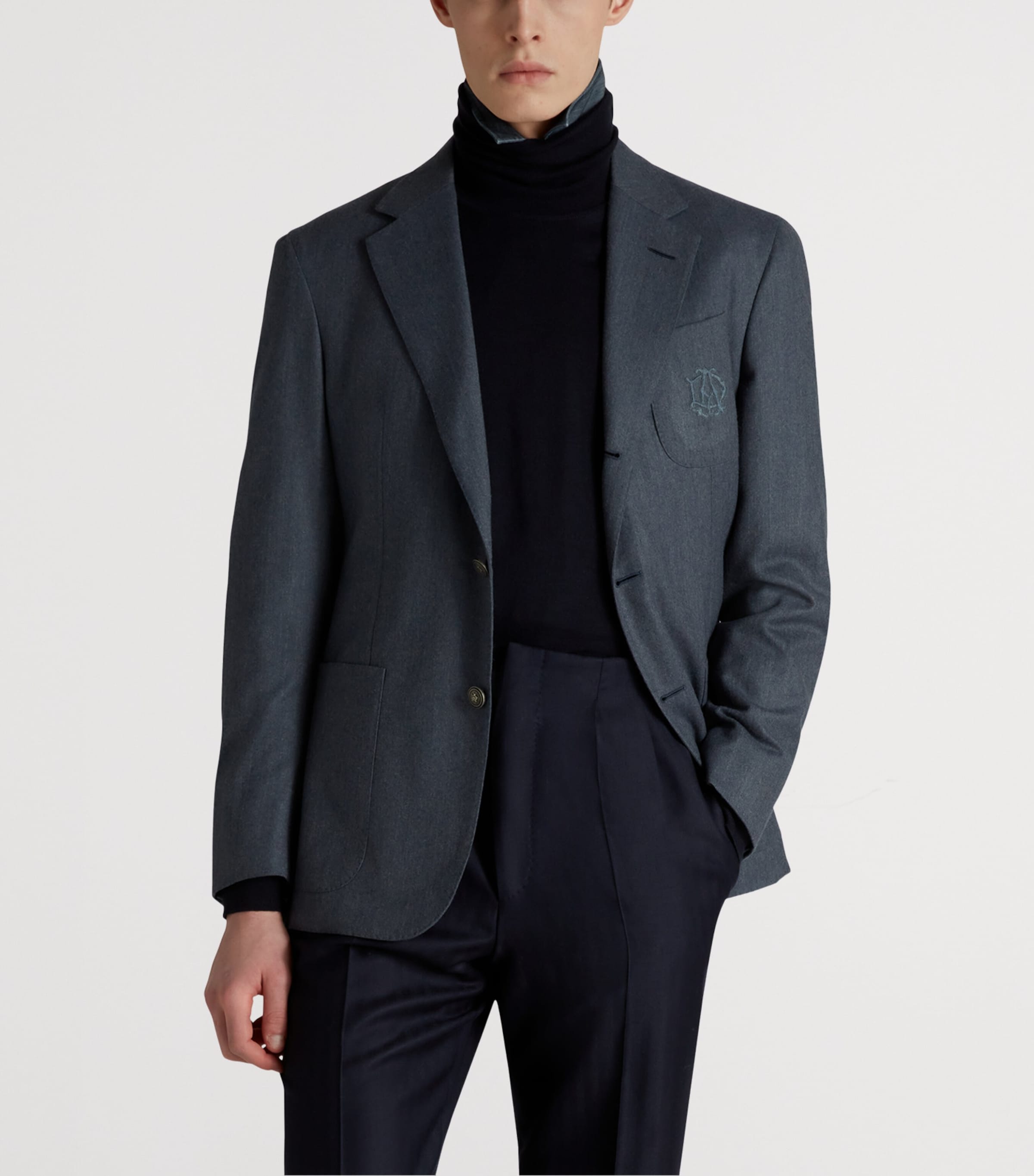 Superfine Merino Wool Flannel Cavendish Blazer 401INDIGO Image 3