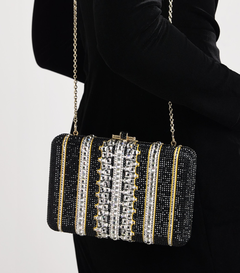 Crystal Lattice Slim Slide Clutch Bag CJTMT SILVER JET MLT Image 2