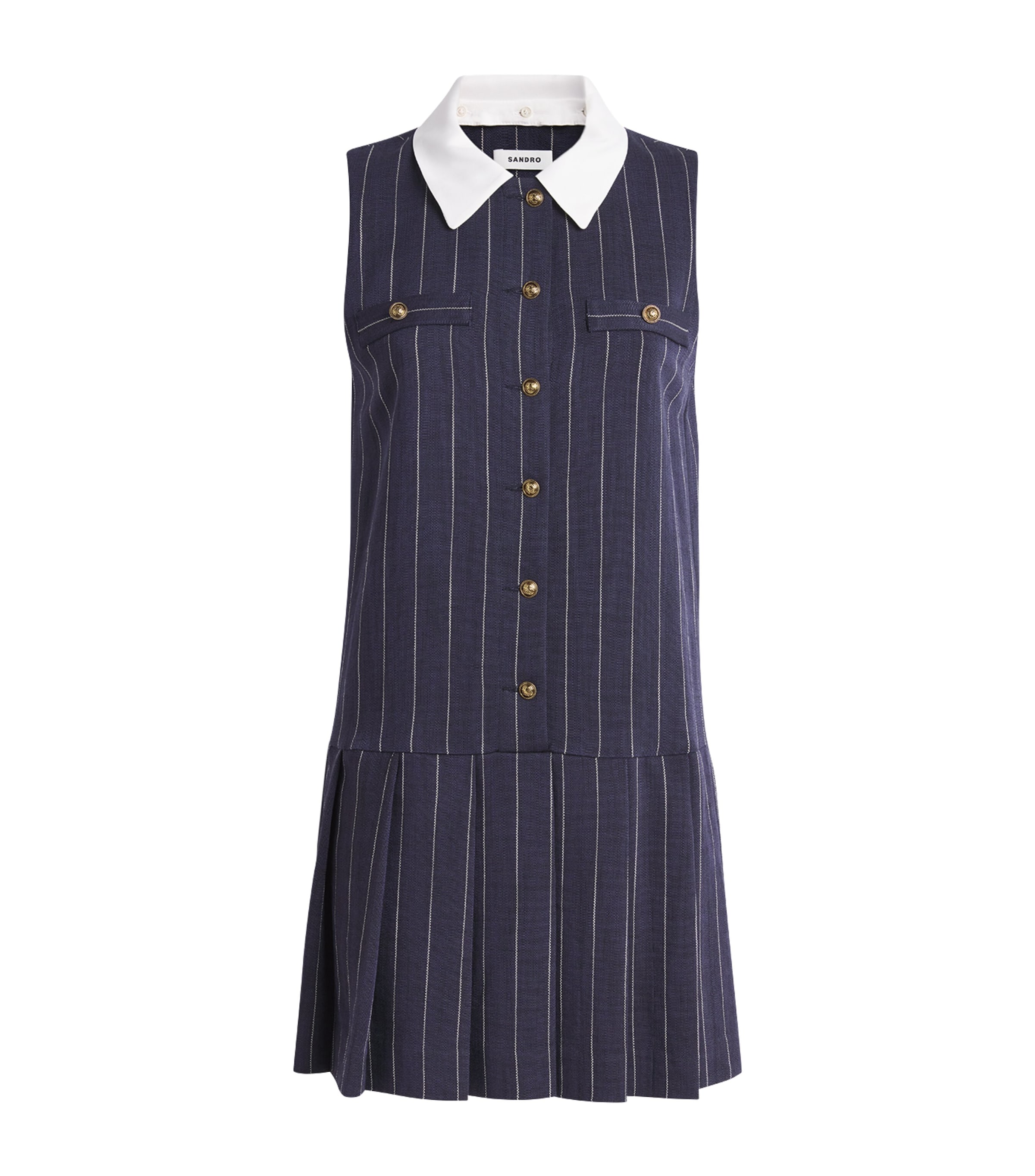 Sandro Pinstripe Mini Dress In Blue
