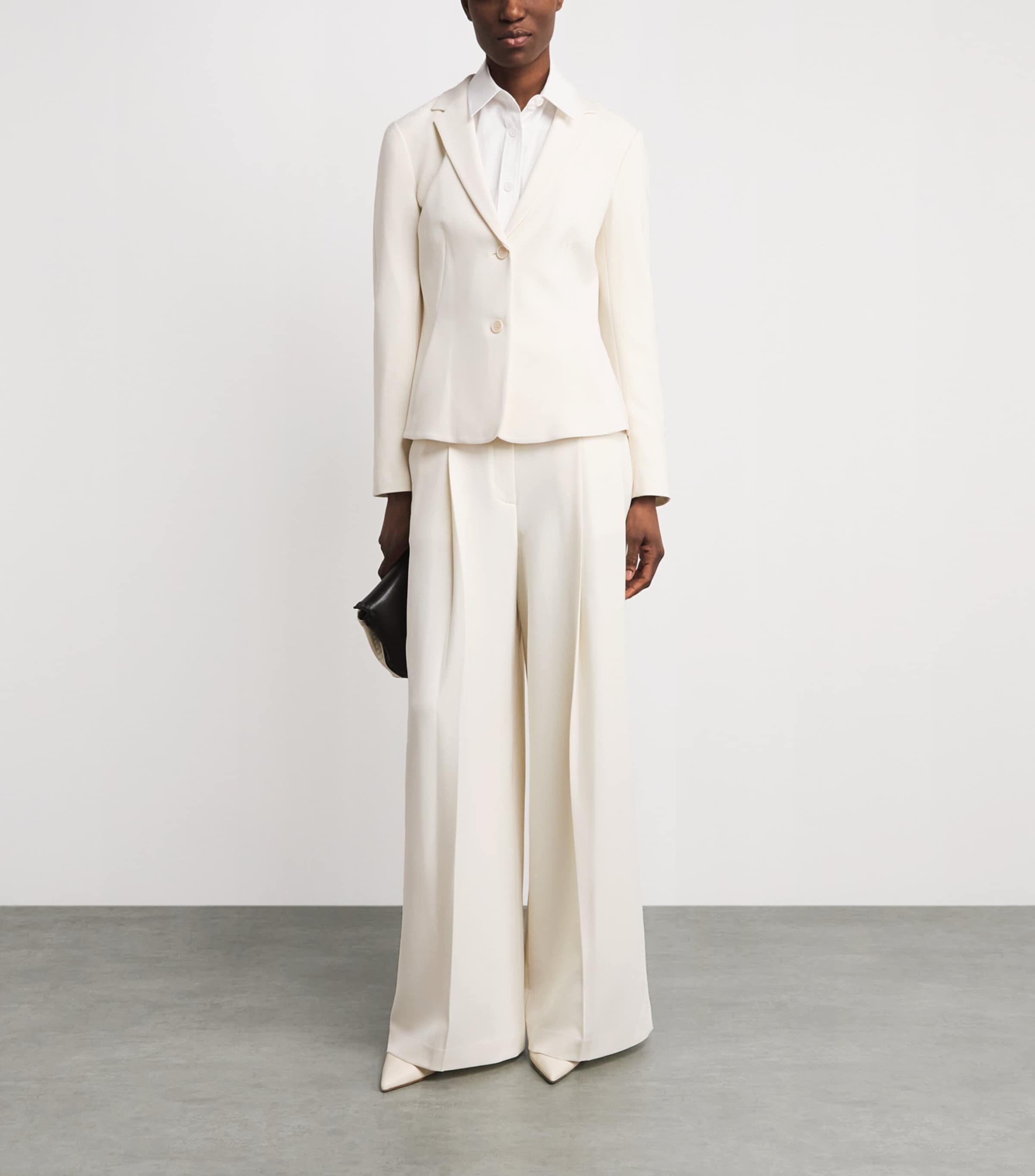 Theory Womens Admiral Crepe Wide-Leg Trousers Rice Image 2