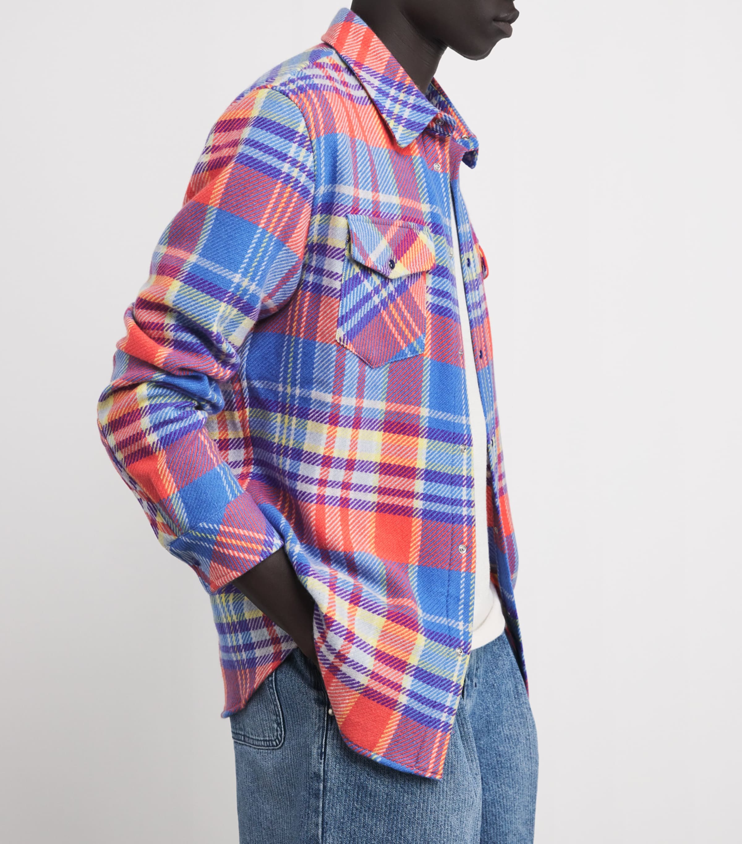 Unisex Cashmere and Lapis Lazuli Tartan Creator Shirt LAPIS LAZULI Image 5