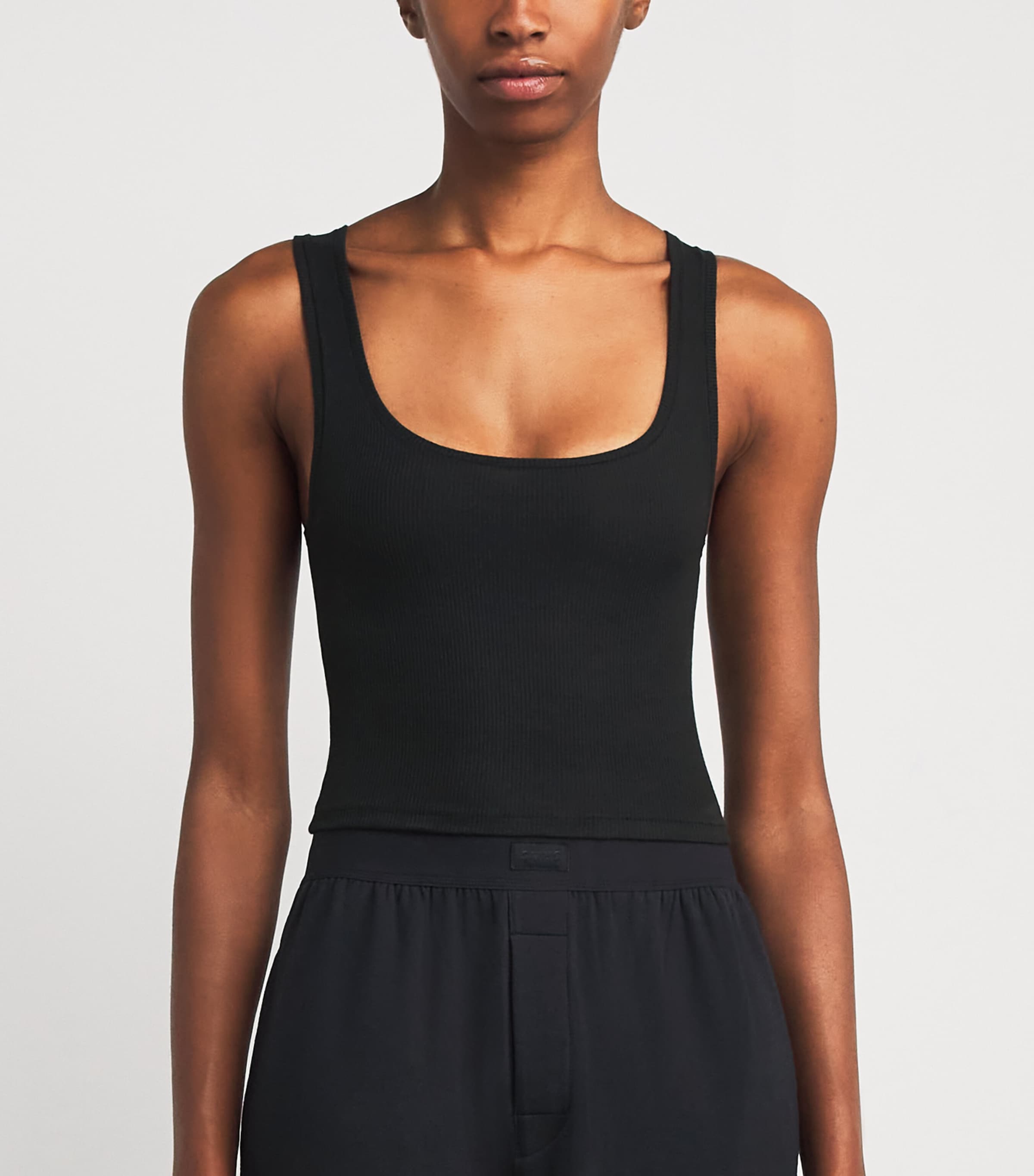 Cotton Ribbed Cropped Tank Top SOOT Image 7