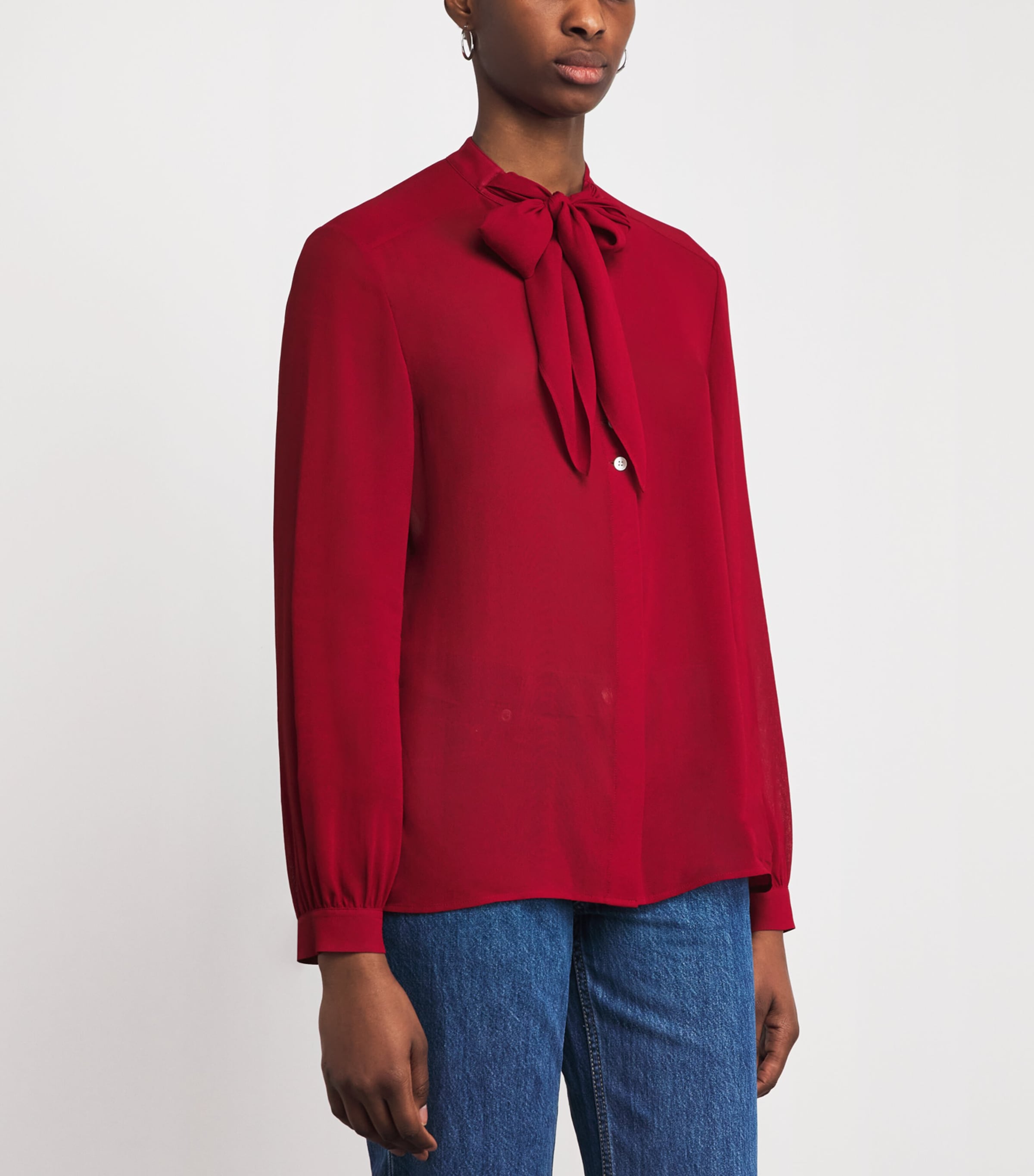 Georgette Bow Blouse RED Image 4