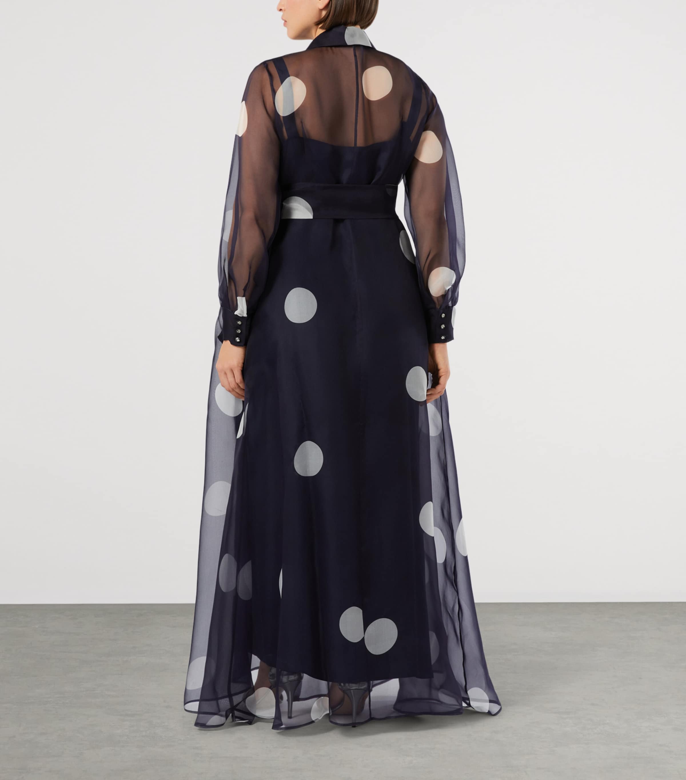 Marina Rinaldi Womens Silk Polka Dot Maxi Shirt Dress Ultramarine Image 3
