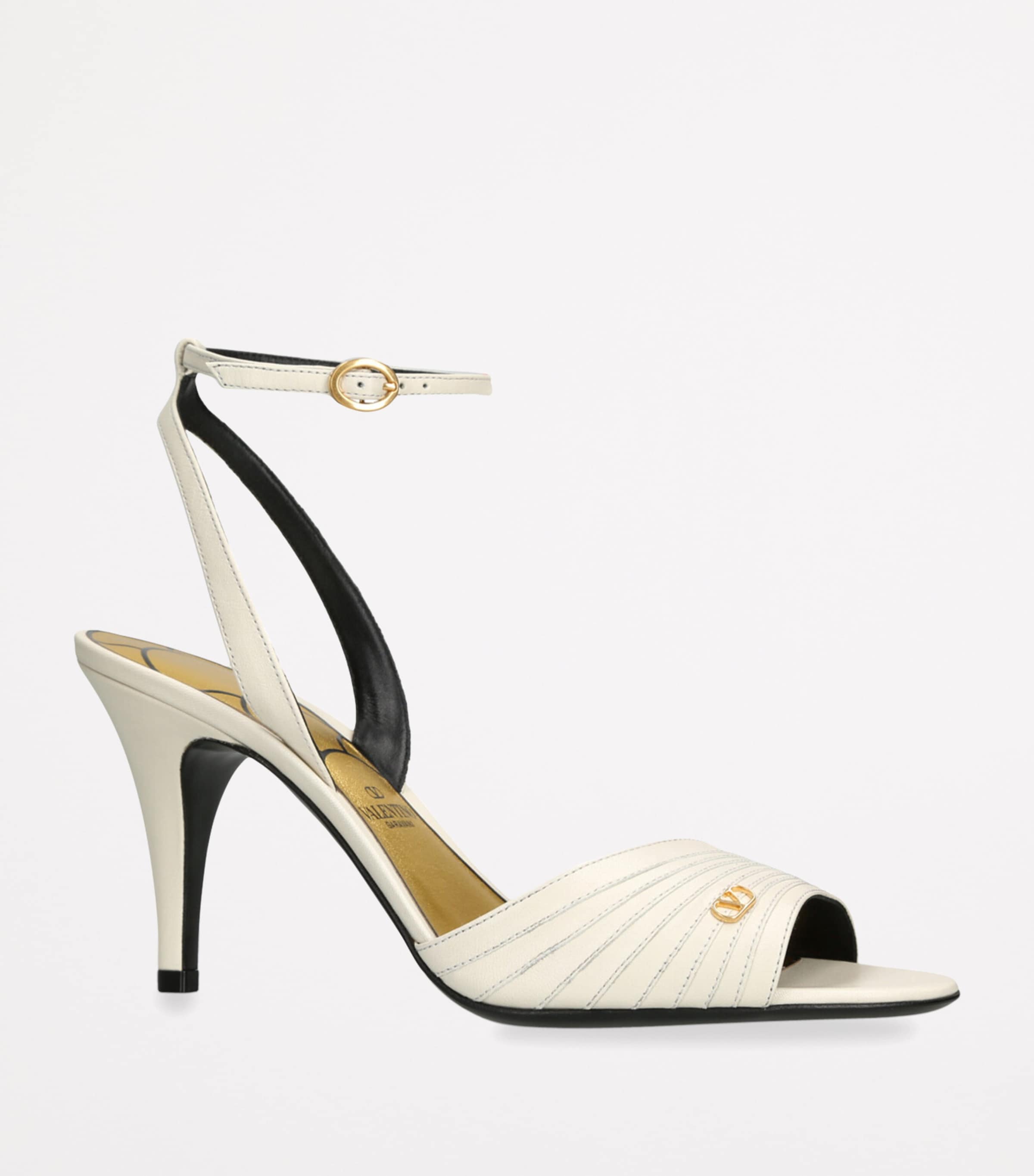 Valentino Garavani Leather Ladycrush Heeled Sandals 85 White Image 3