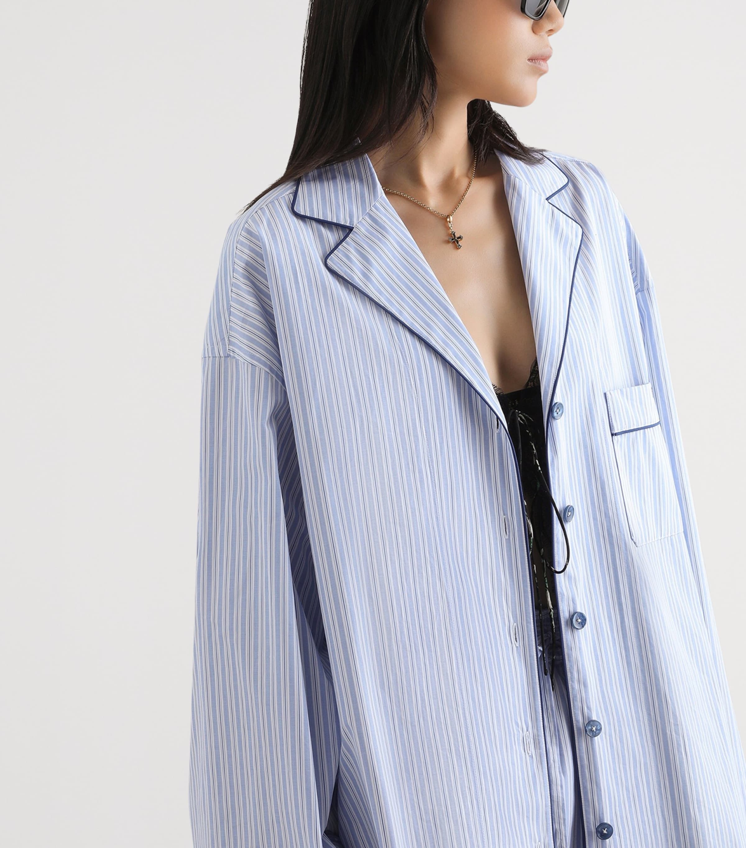 Dolce&Gabbana Womens Cotton-Silk Stripe Oversized Shirt Stri Image 6