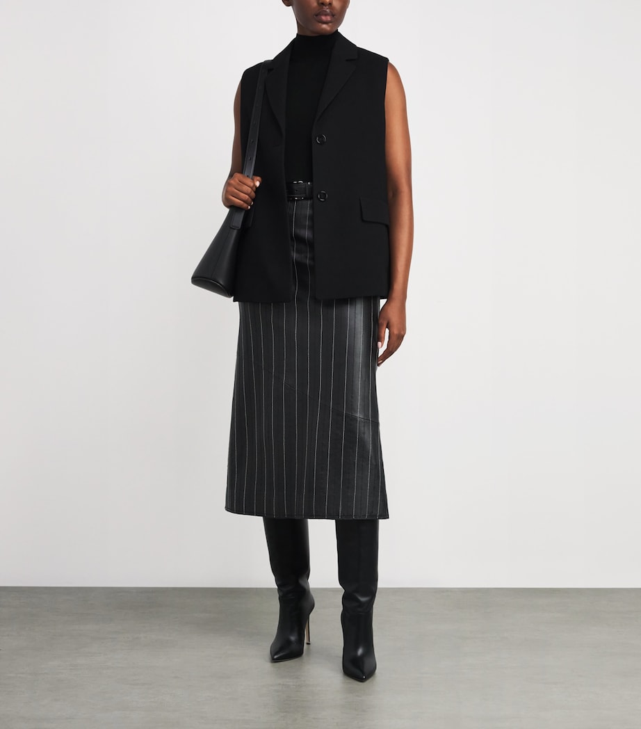 Virgin Wool Sleeveless Sweater BLACK Image 2