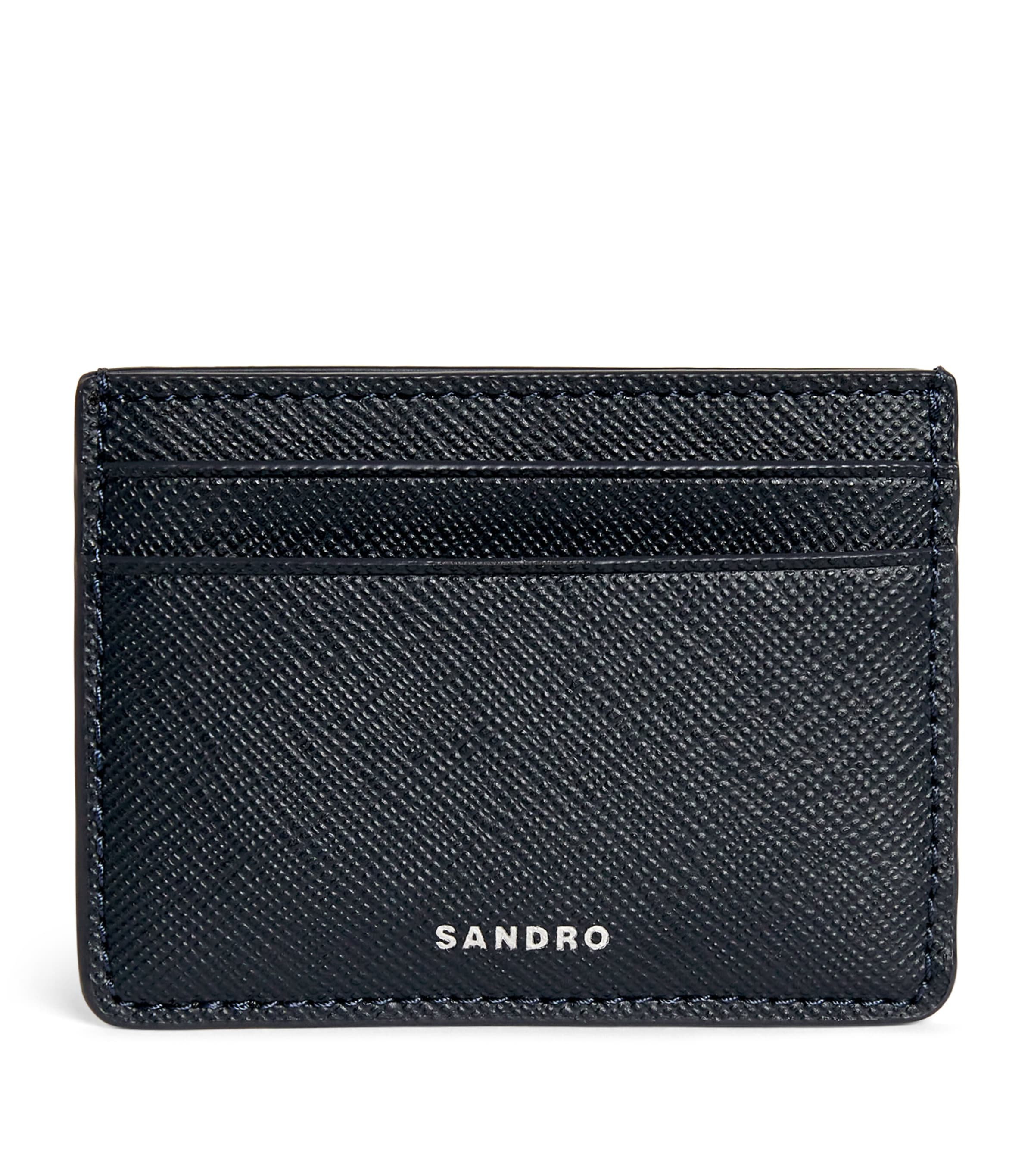 Shop Sandro Faux Leather Card Holder In Blue