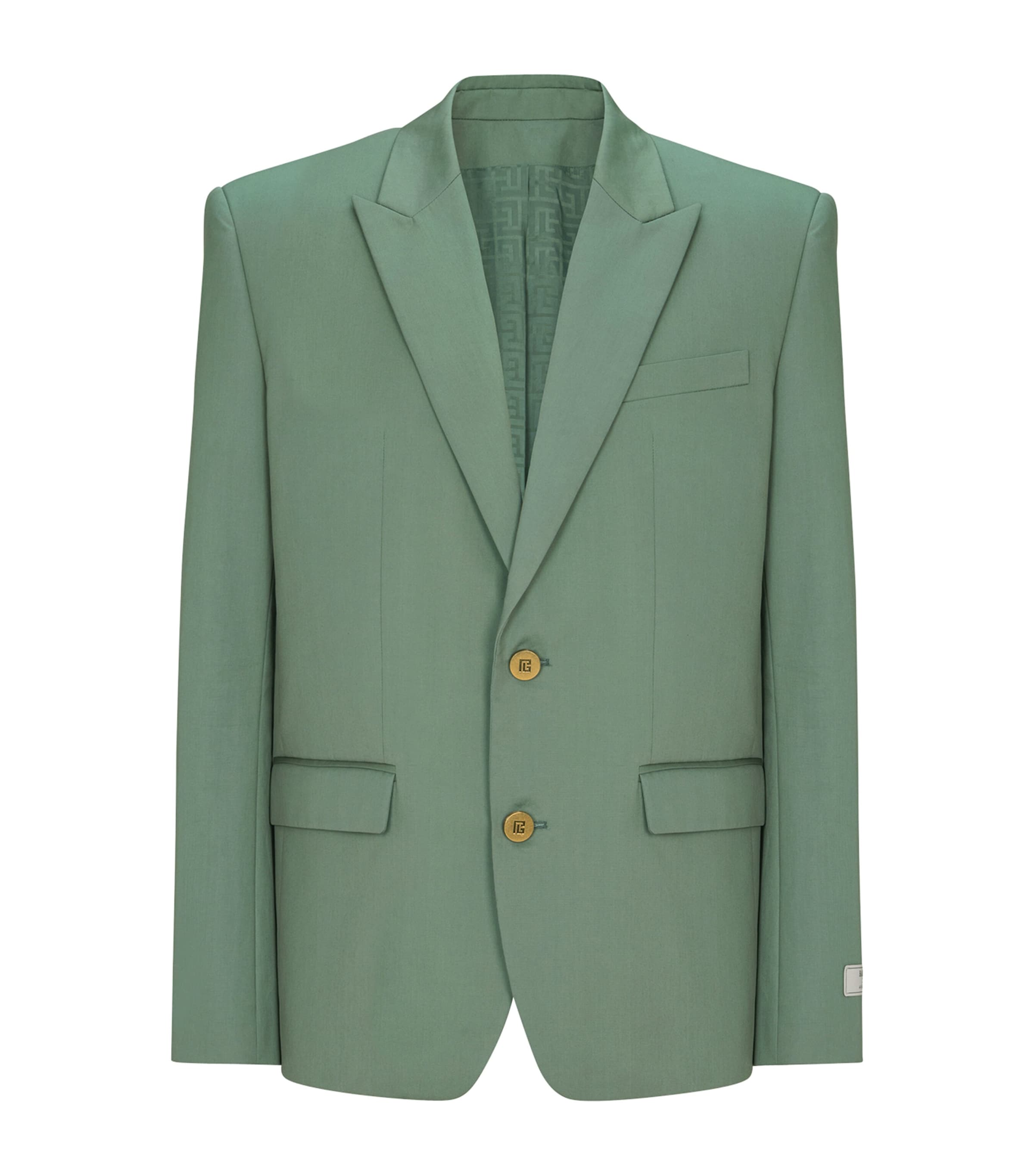 Balmain Mens Cotton Twill Blazer Vert Laurier Image 1