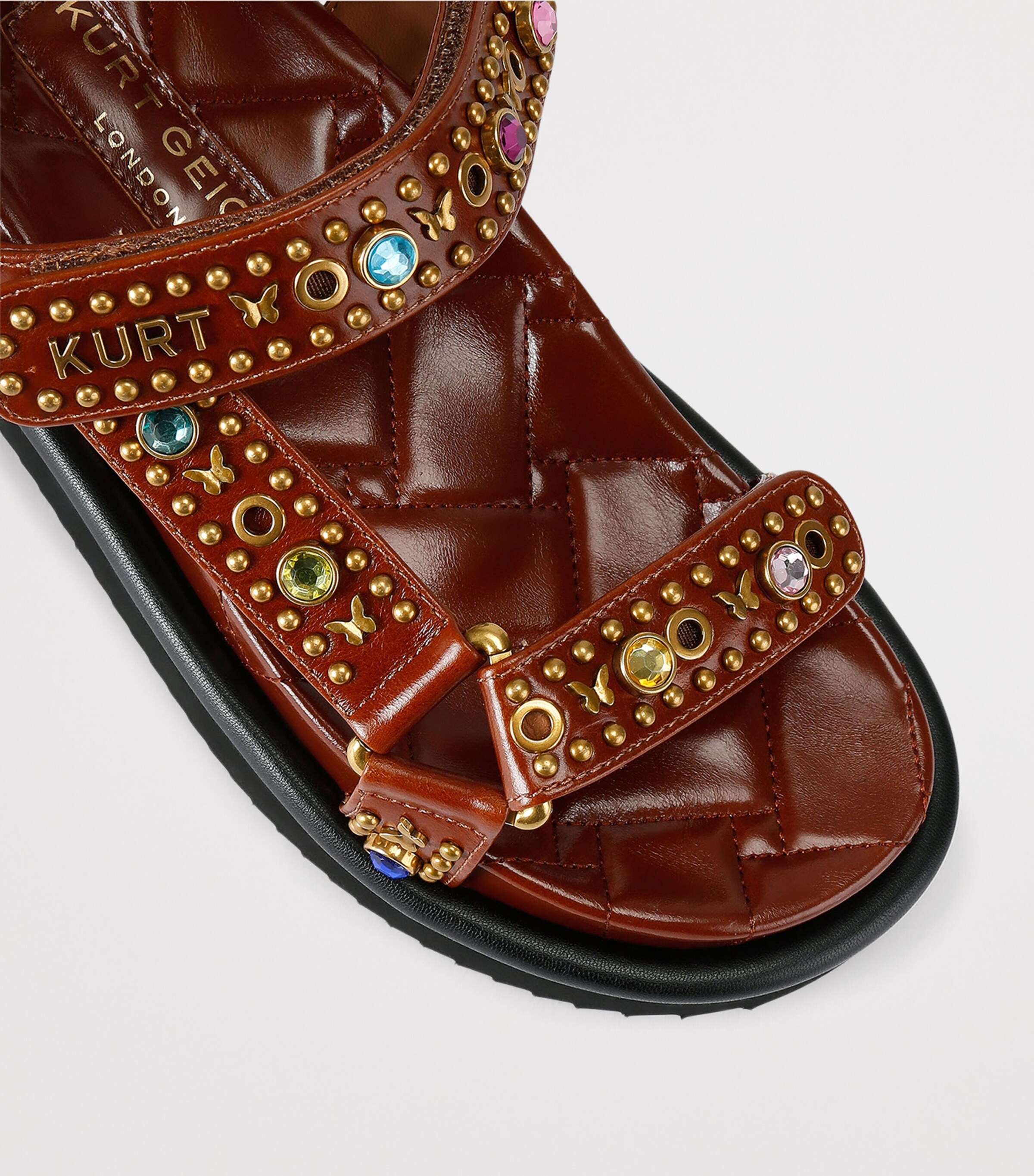 Kurt Geiger London Leather Embellished Orson Sandals Brown/oth Image 2