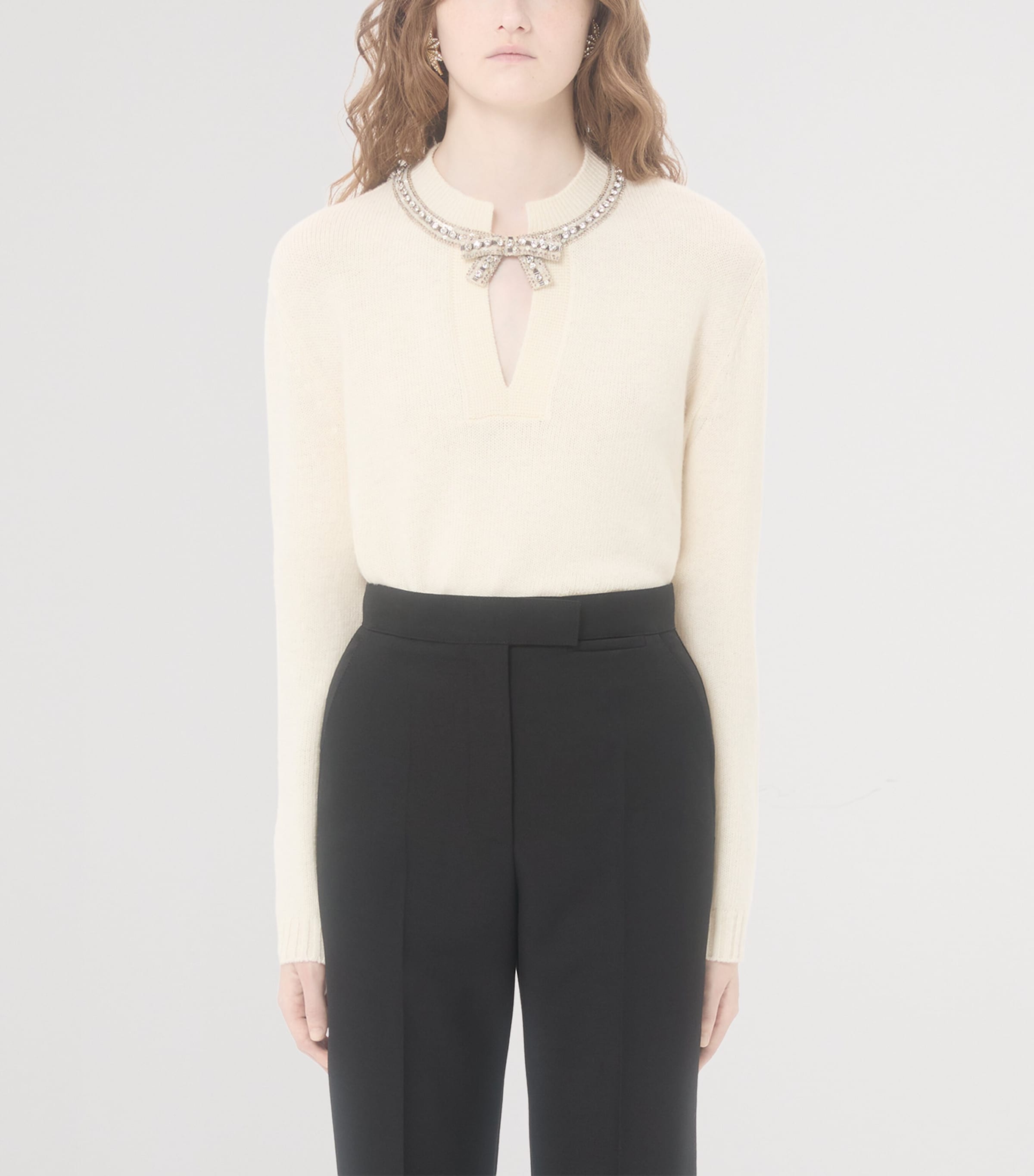 Virgin Wool Bow-Detail Sweater A03 Image 2