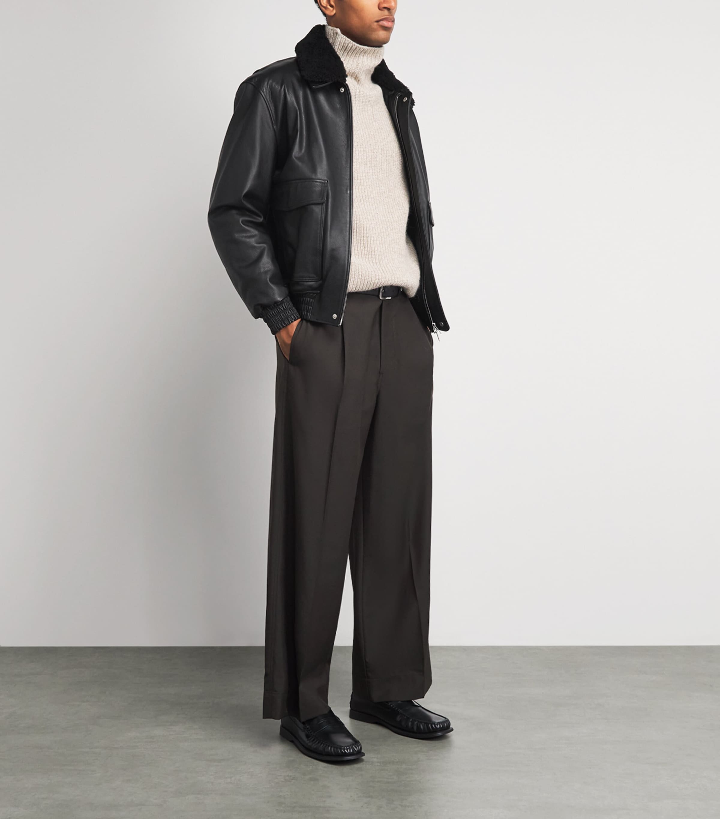 Arma Mens Bari Leather Jacket Black Image 2
