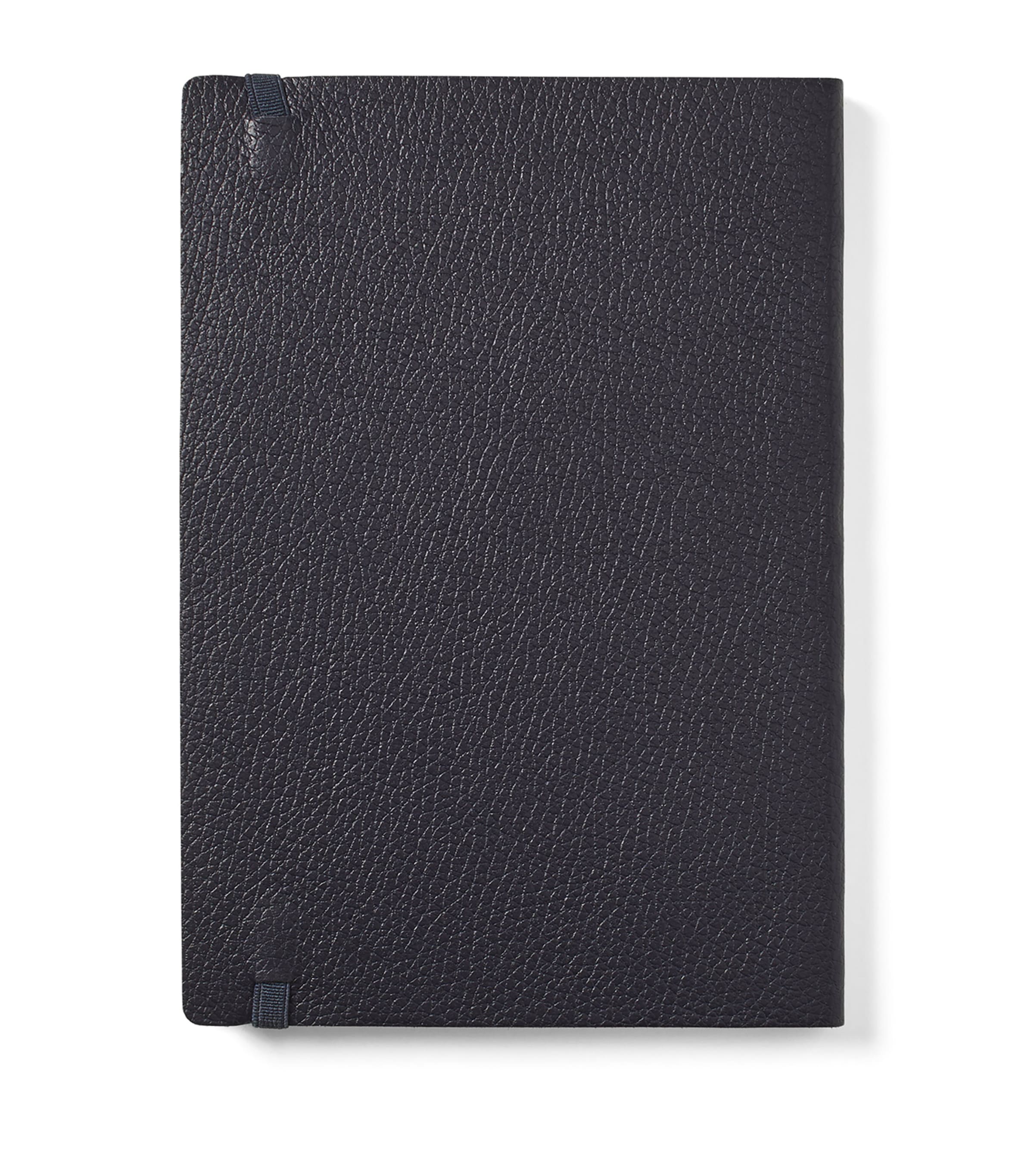 Grained Leather Bound A5 Notebook NAVY Image 3