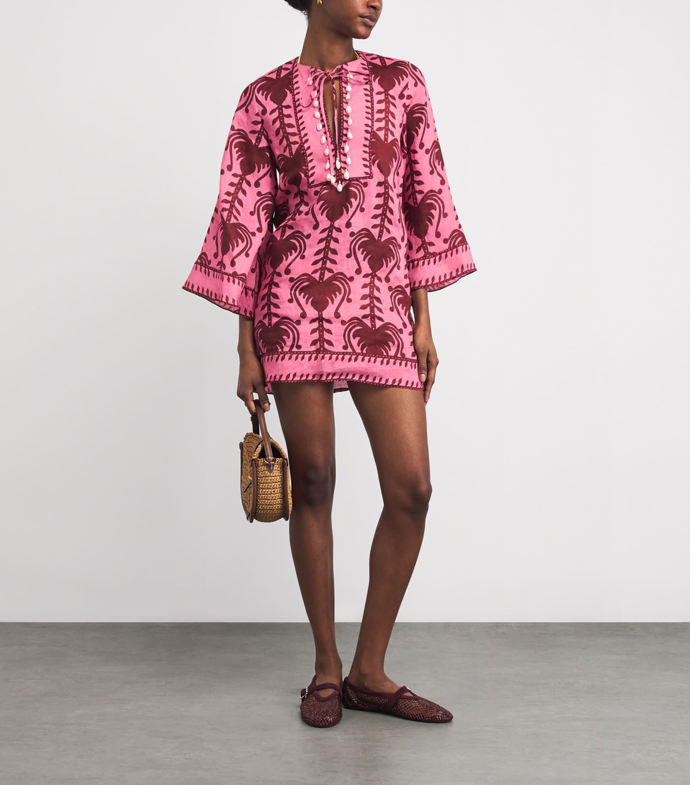 Linen Savannah Tunic Mini Dress PINK/CHERRY WILD Image 2