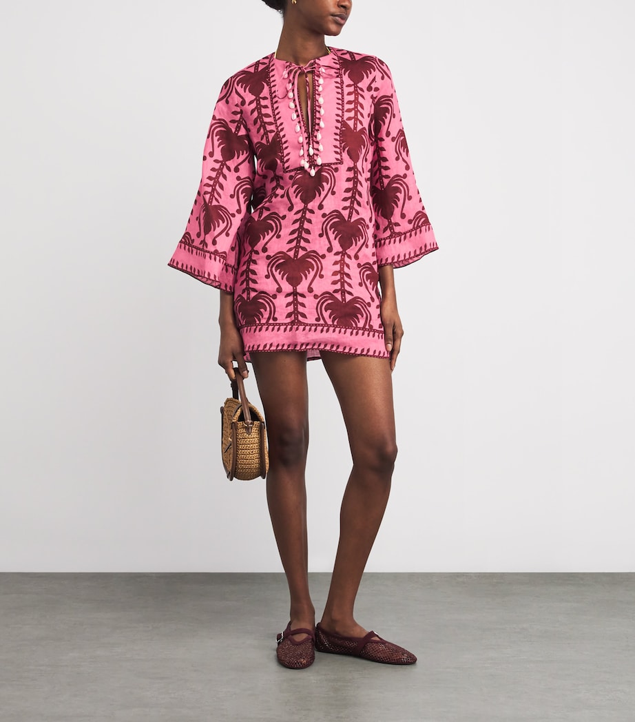 Linen Savannah Tunic Mini Dress PINK/CHERRY WILD Image 2