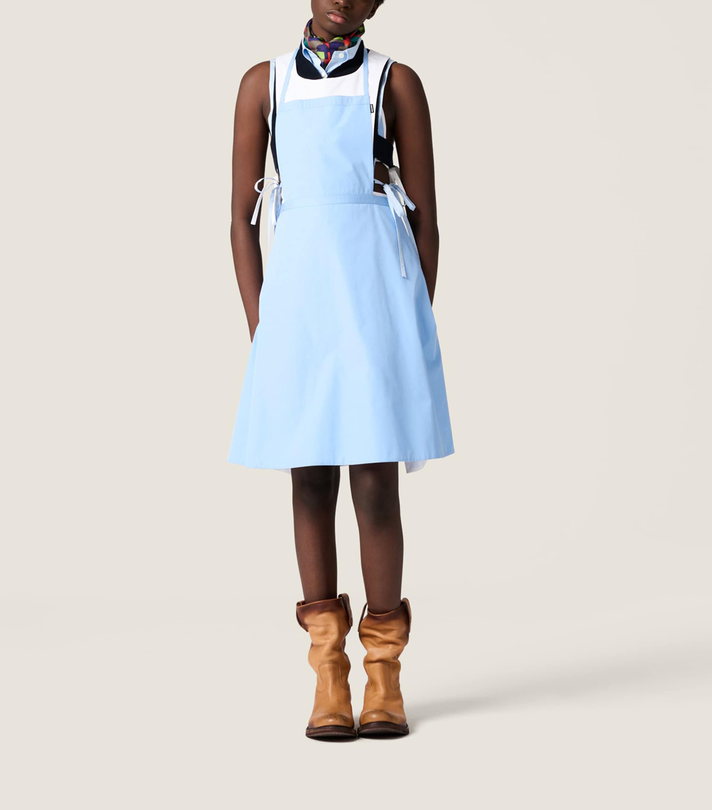 Miu Miu Womens Cotton Poplin Apron Mini Dress Image 5