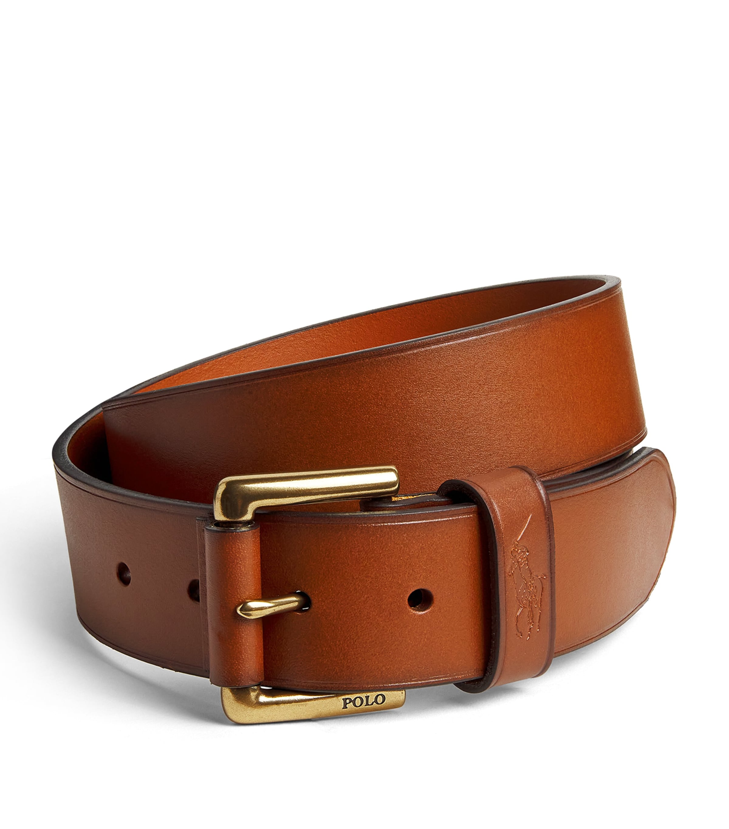 Polo Ralph Lauren Leather Embossed Belt In Brown