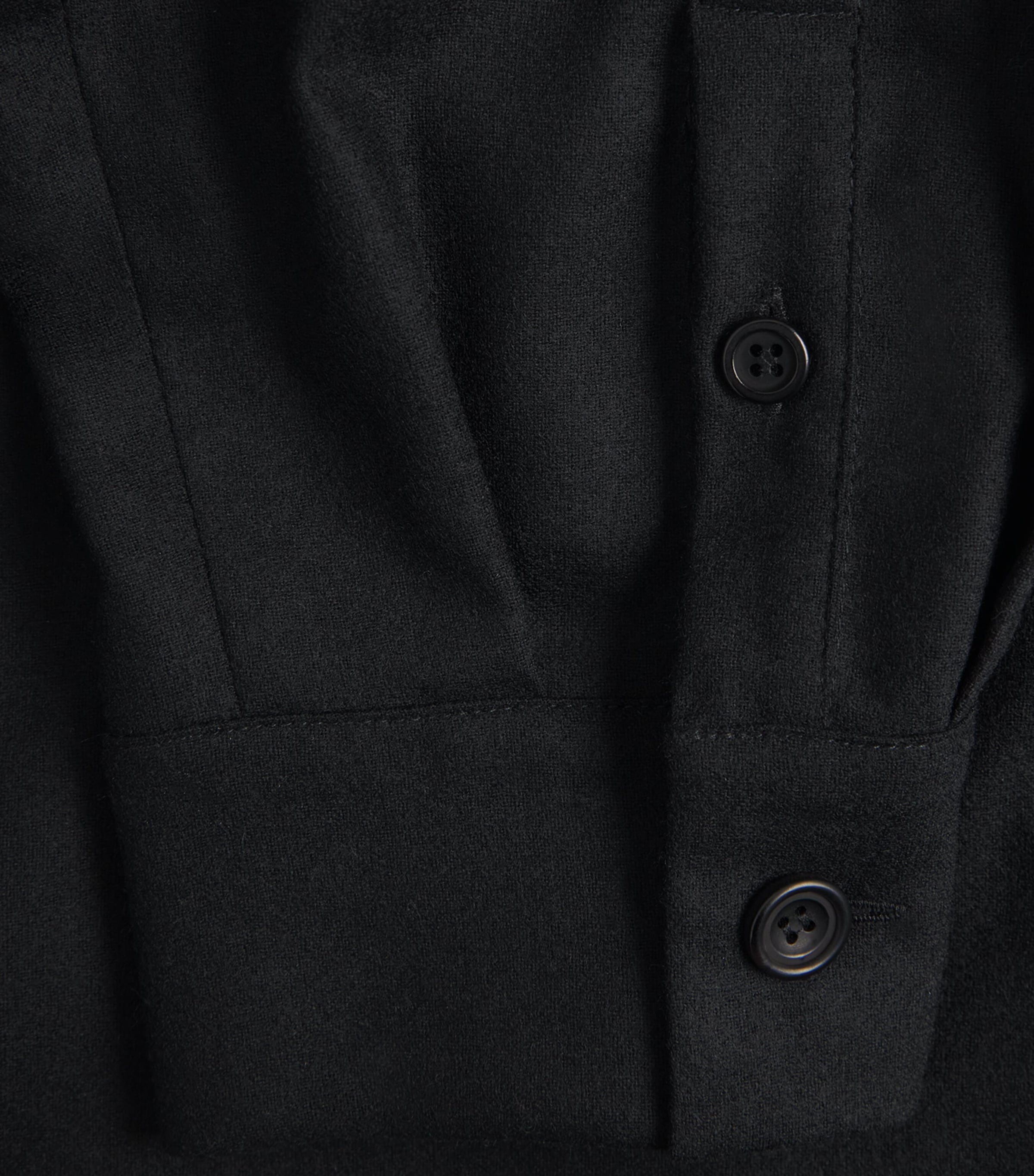 Eskandar Womens Virgin Wool-Cashmere Wide Midi Shirt Dress Black Image 6