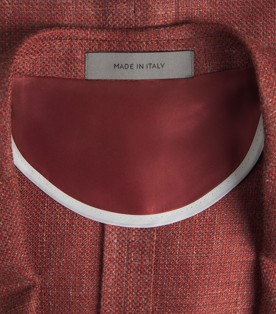 Corneliani Mens Virgin Wool-Silk-Linen Blazer Red Coloured Image 6