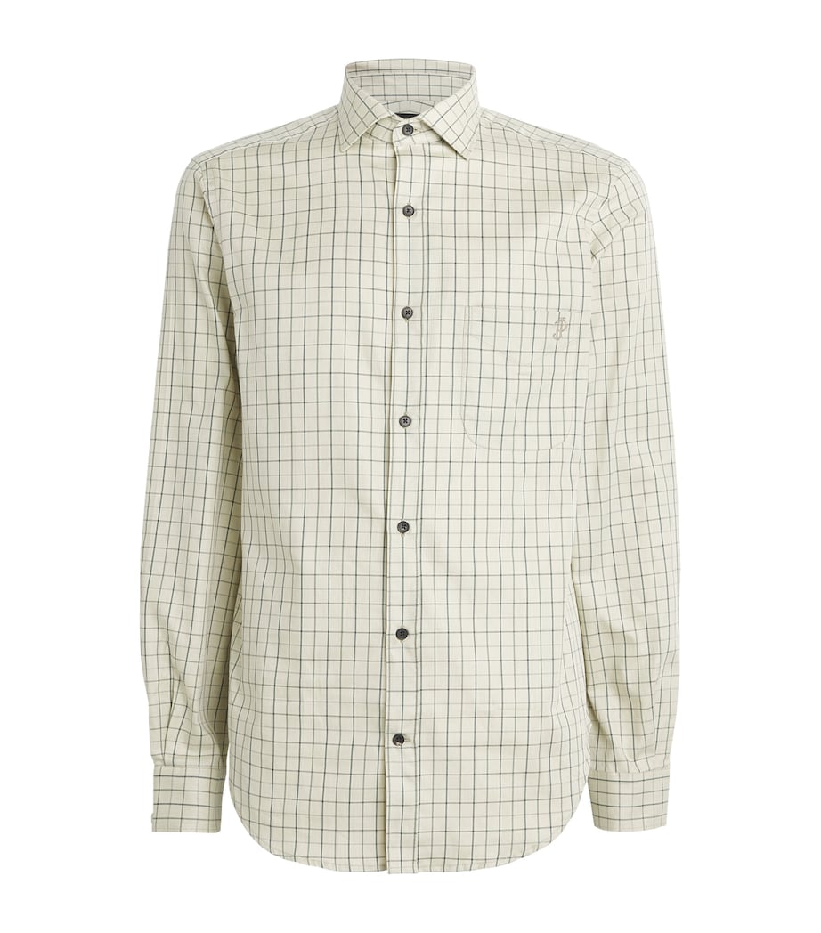 Purdey Mens Cotton Tattersall Shooting Shirt Sage Image 1