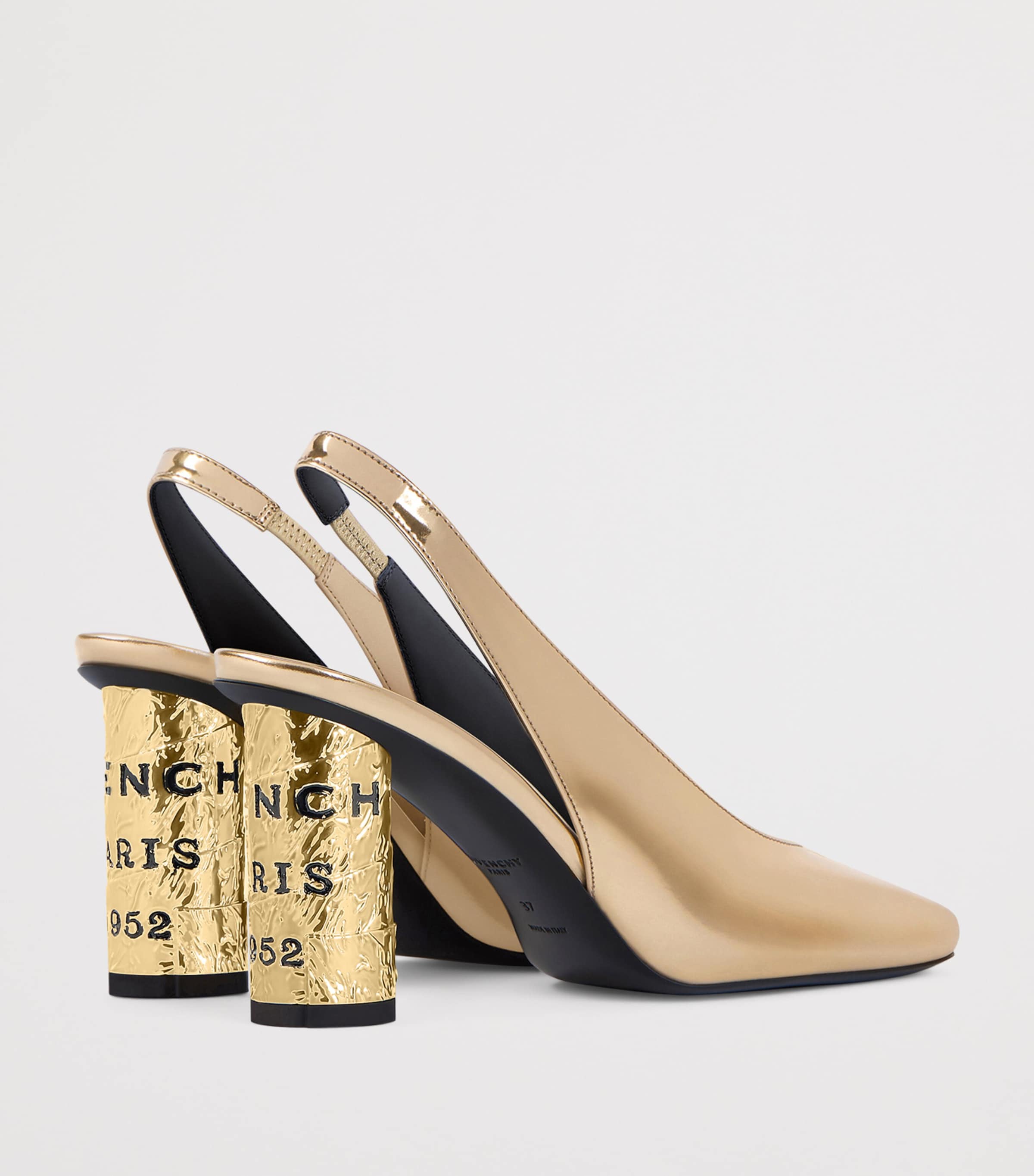 Leather Slingback Heels 85 GOLDEN Image 4