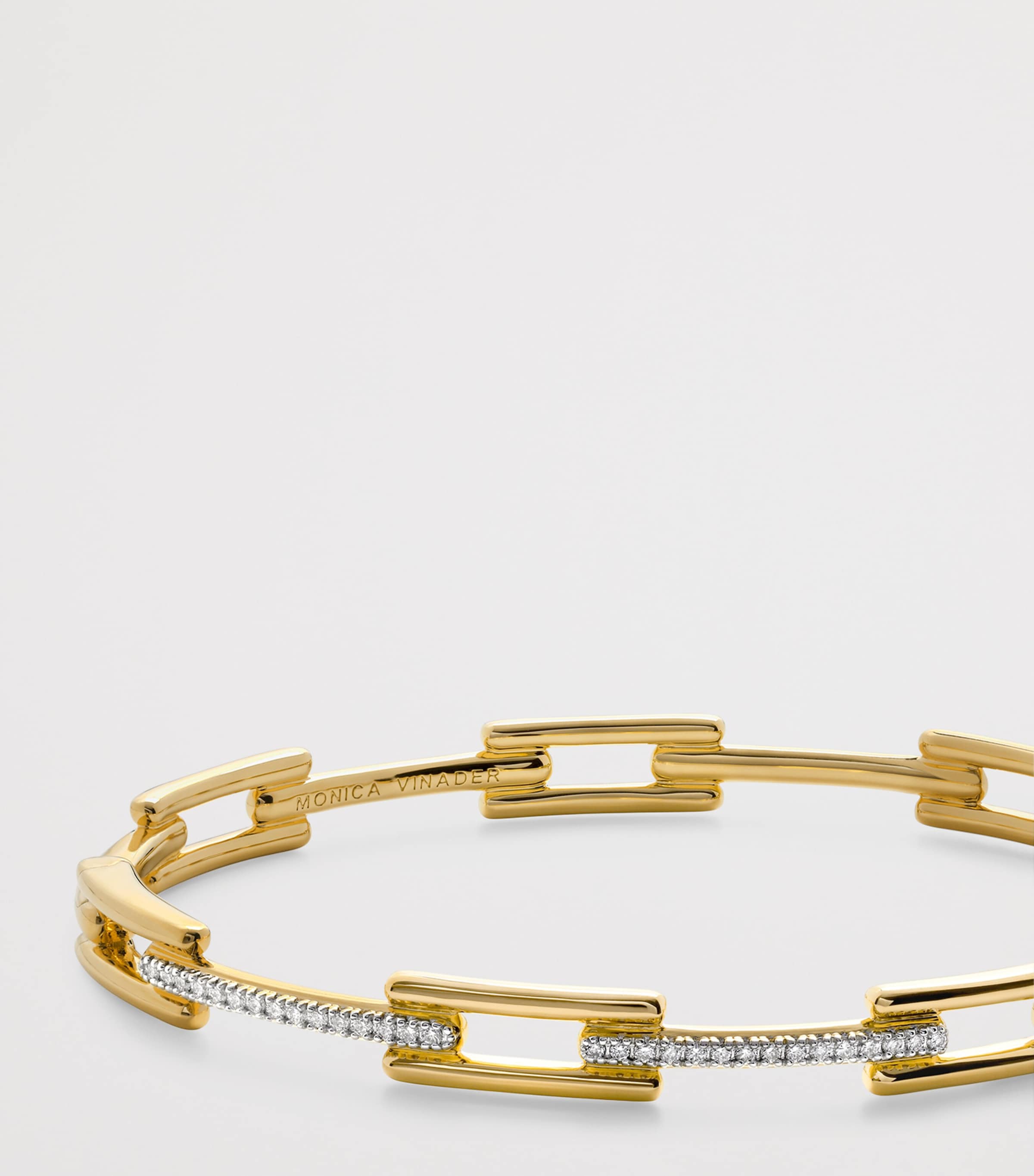 Monica Vinader Gold Vermeil and Diamond Pavé Signature Link Bangle Gold Vermeil Image 2