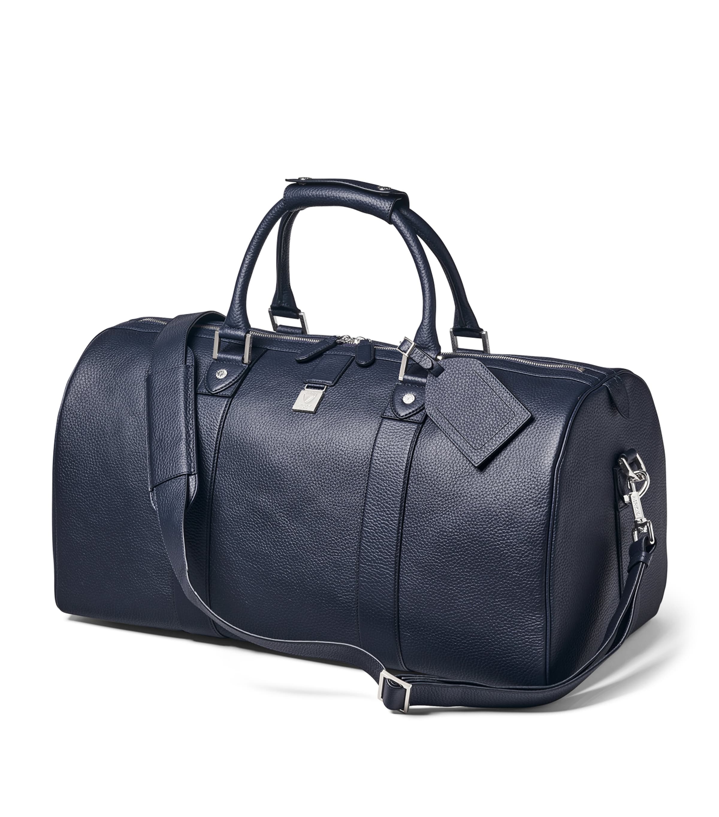 Aspinal Of London Leather Boston Holdall In Blue