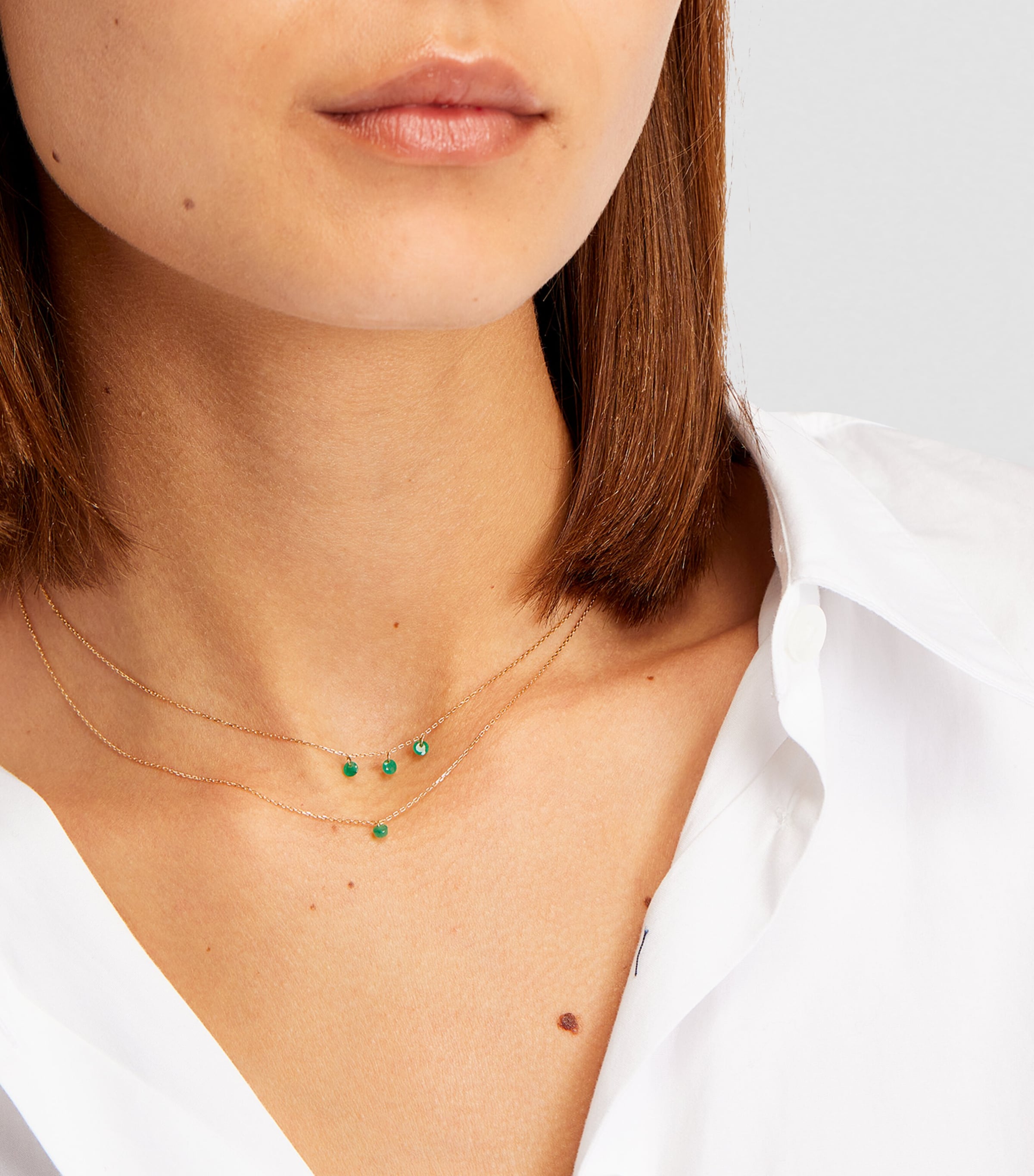 Yellow Gold Dancing Emerald Necklace GOLD Image 3