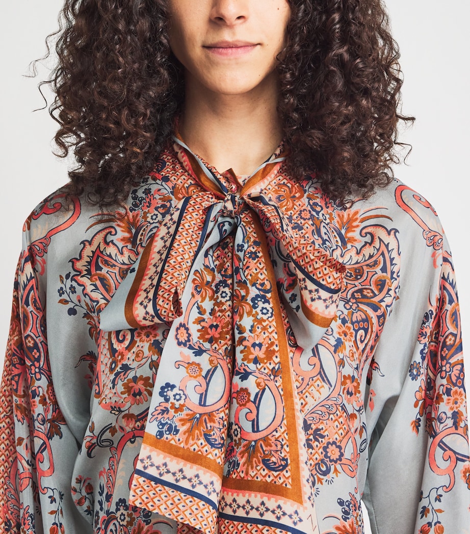 Zimmermann Womens Silk Printed Aster Blouse Blupf Blue Psly Flrl Image 3