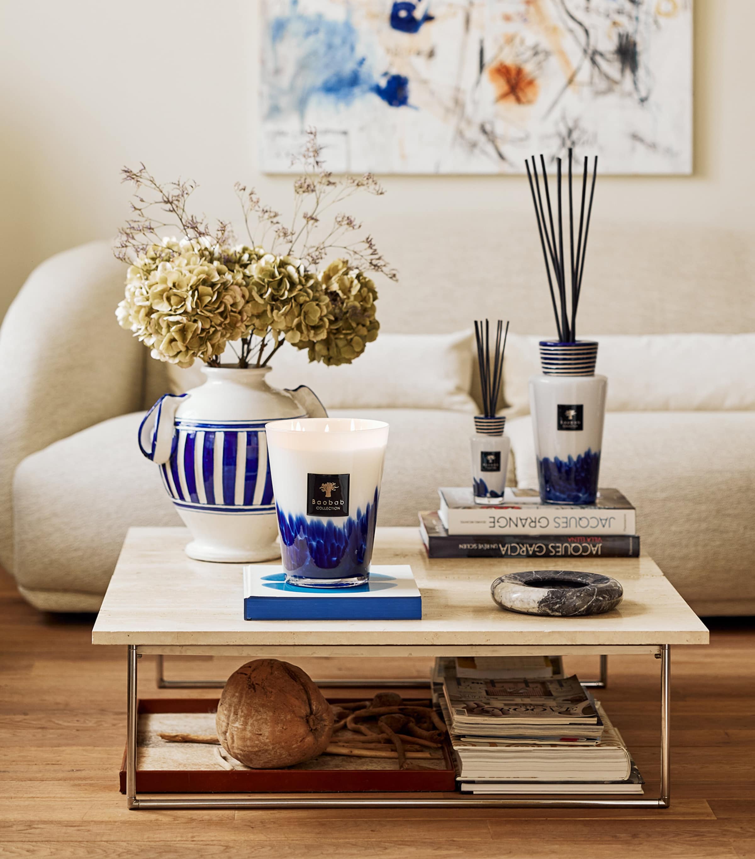 Baobab Collection Feathers Touareg Candle (10cm) Blue Image 2