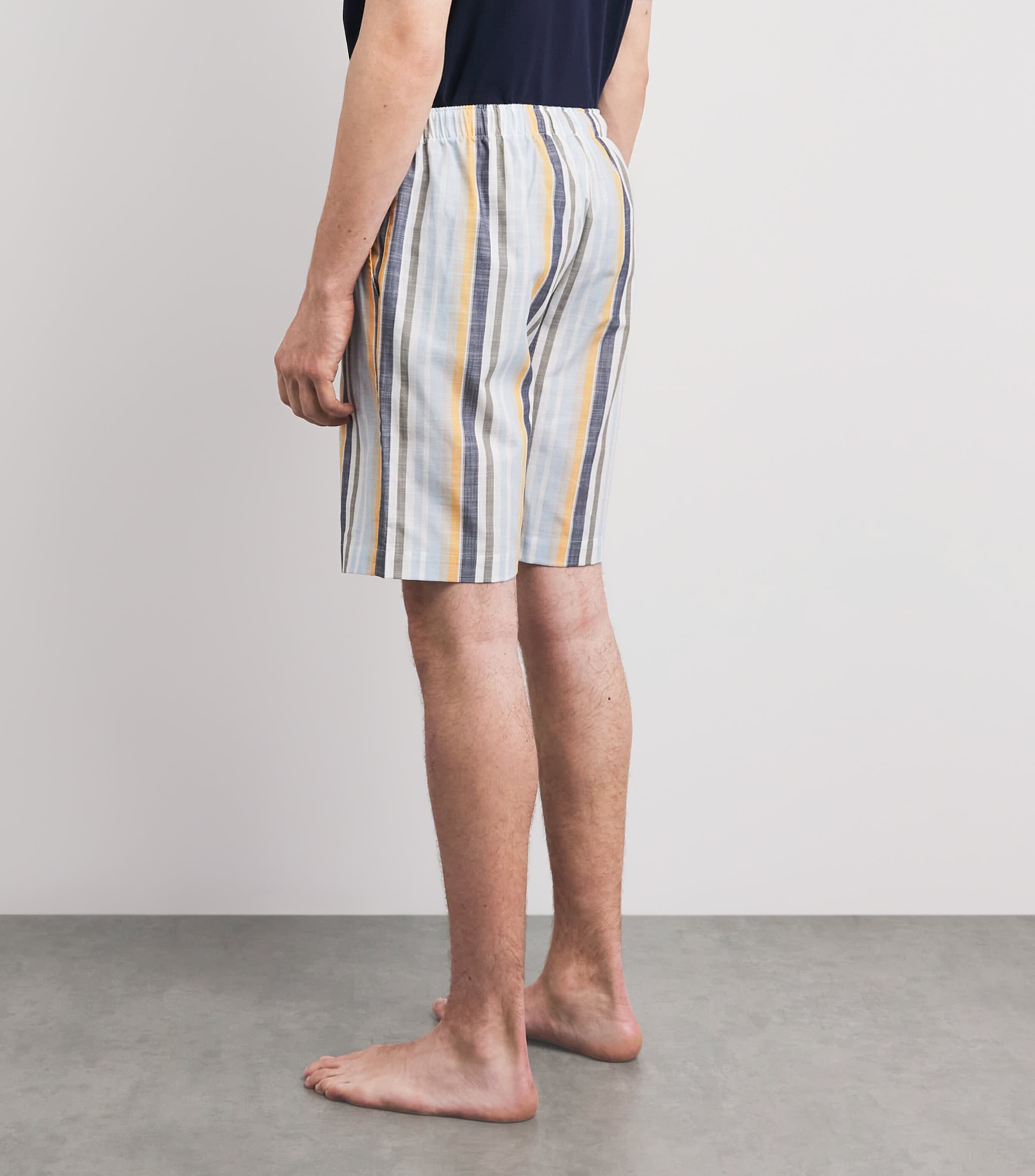 Hanro Mens Cotton Stripe Night & Day Shorts Sunset Stripe Image 5