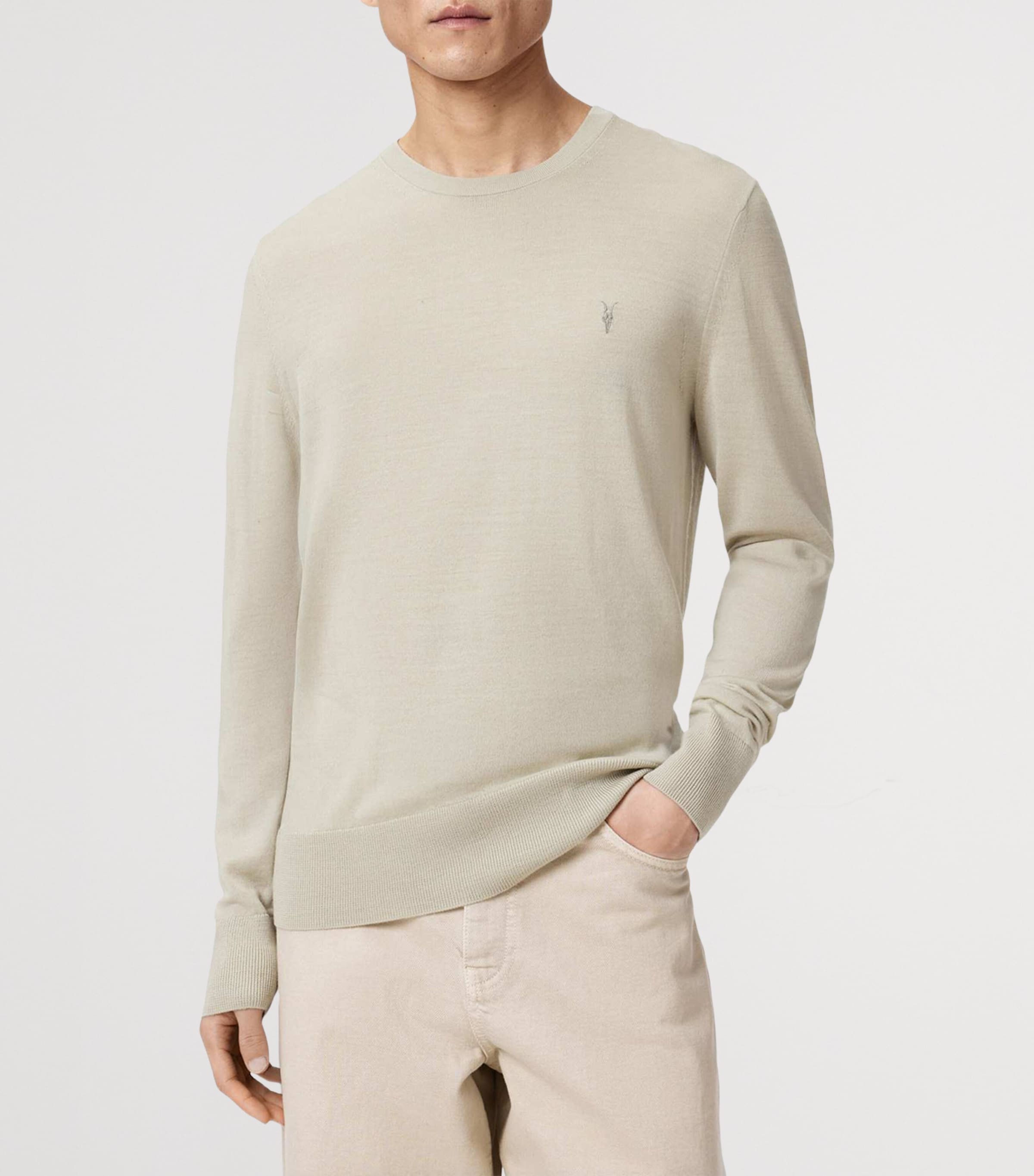 AllSaints Mens Merino Wool Slim Mode Sweater Powdered Green Image 6