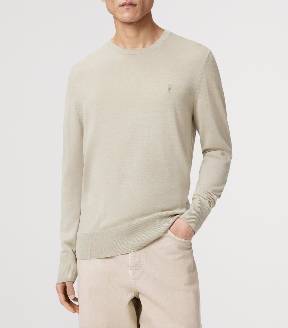 AllSaints Mens Merino Wool Slim Mode Sweater Powdered Green Image 6