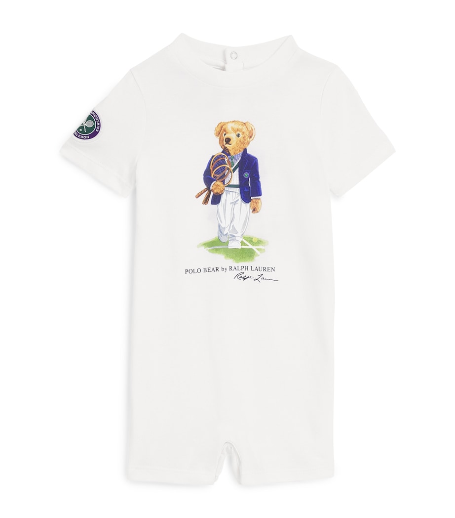 Ralph Lauren Kids x Wimbledon Cotton Polo Bear Playsuit (3-24 Months) White Image 1